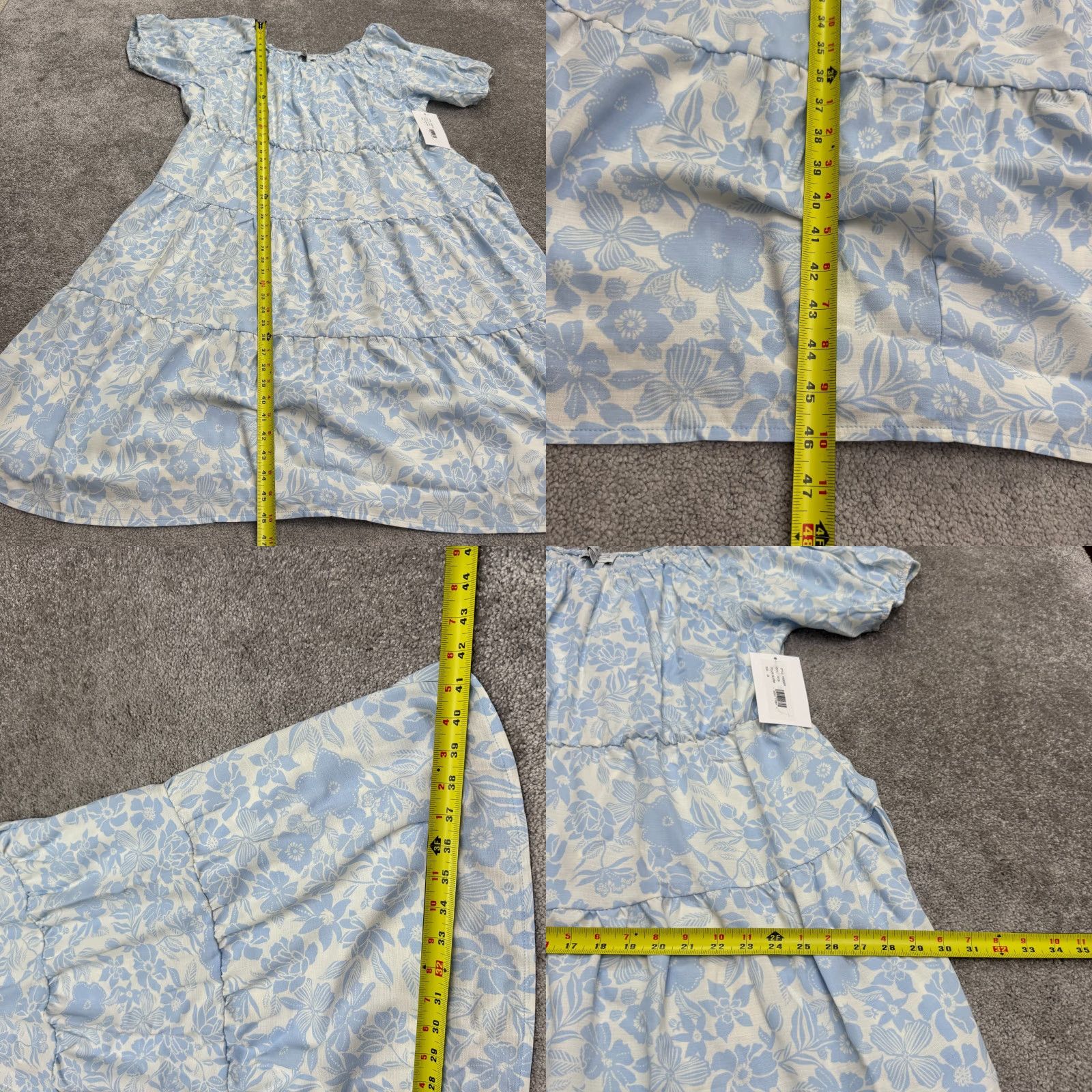 Parker Parker & Rowe Floral Puff Sleeve Tiered Midi Dress Women 3X Plus Blue Floral NWT Size XXL / US 16-18 / IT 52-54 - 9 Thumbnail