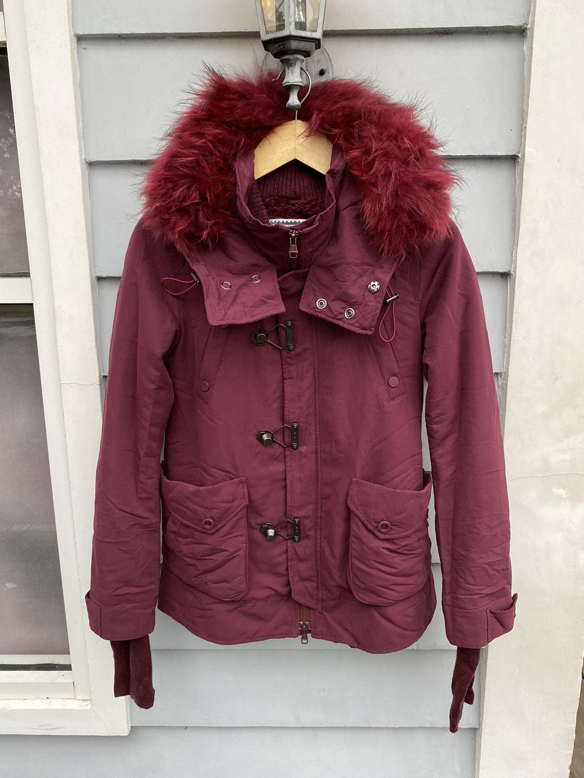 If Six Was Nine Sly Burgundy Fur Hood Parka Jacket Winter Coat Toggle Button Size US S / EU 44-46 / 1 - 1 Thumbnail