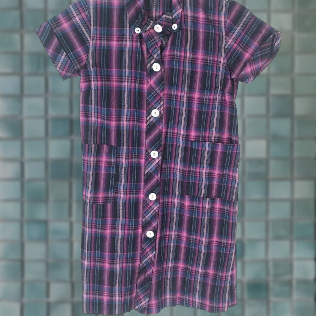Vintage VINTAGE Dress Plaid Purple Short Sleeve Collared Shirt Dress Casual Girls Size 10 Size US M / EU 48-50 / 2 - 1 Thumbnail