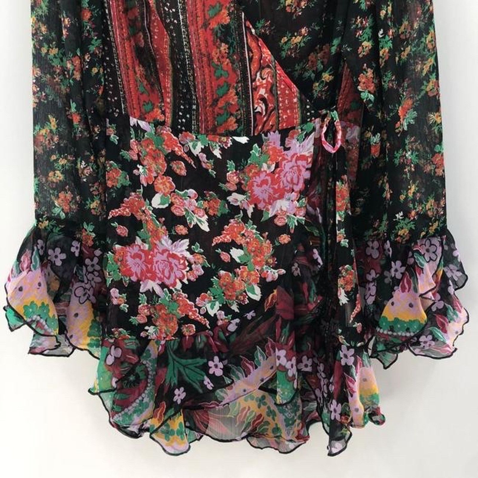Free People Free People Magic Hour Sheer Floral Wrap Tunic Top Small Size S / US 4 / IT 40 - 3 Thumbnail