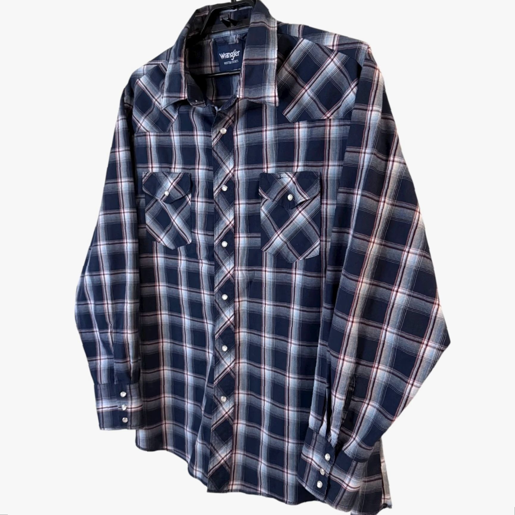 Wrangler VINTAGE Wrangler Plaid Pearl-Snap Western Shirt Blue Men's XXL Button-Up Long-Sleeve Size US XXL / EU 58 / 5 - 2 Thumbnail