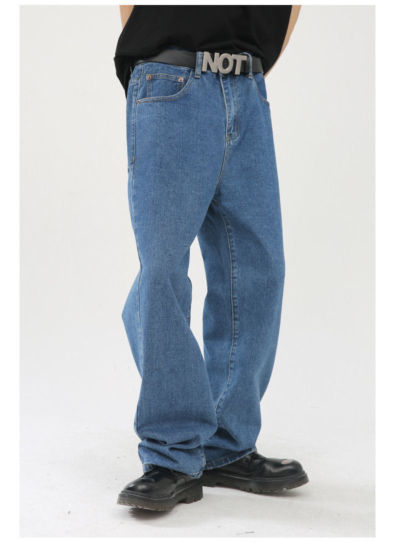Jean Men's loose Japanese retro washed straight jeans Size US 32 / EU 48 - 4 Thumbnail