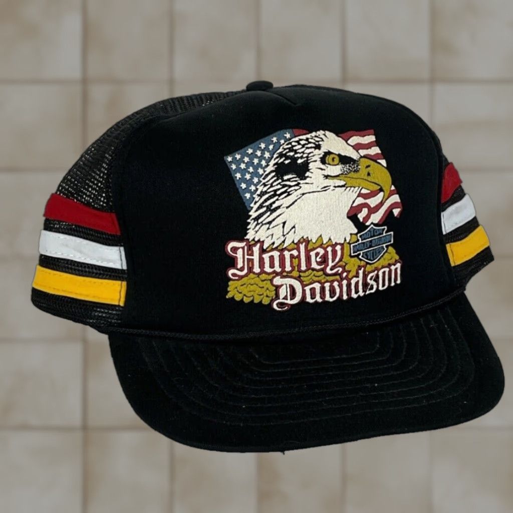 Harley Davidson VINTAGE 80s Harley-Davidson Trucker Hat Adjustable
