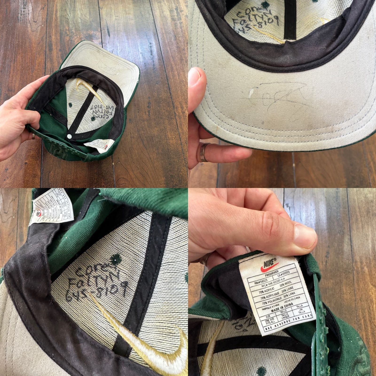 Nike VINTAGE Nike Oregon Swoosh Hat Cap Snapback One Size Green 90s OSU Beavers Mens Size ONE SIZE - 8 Thumbnail