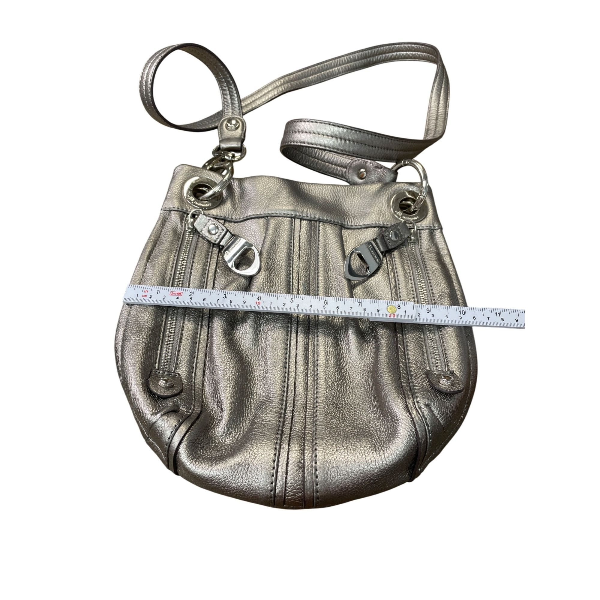 Other B. Makowsky Womens Silver Pebbled Leather Crossbody Handbag Size ONE SIZE - 4 Thumbnail