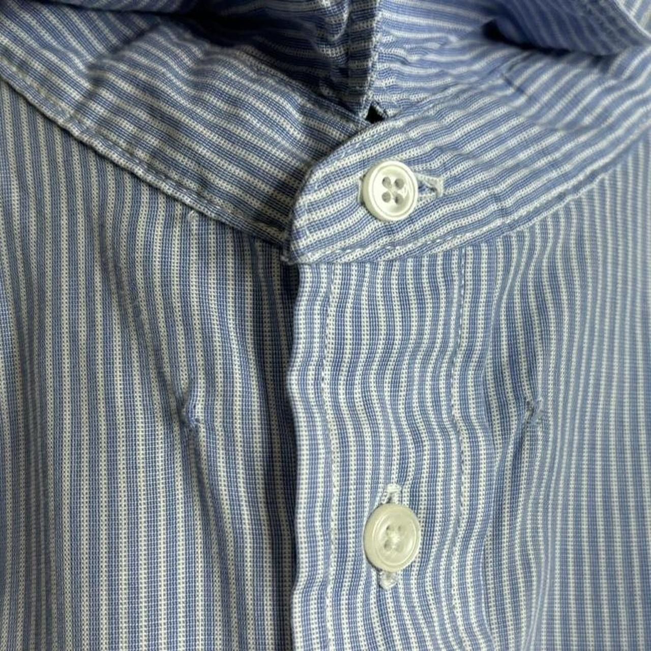 Vintage Vintage 1990s Striped Blue Cropped Boxy Button-Up Shirt Size US S / EU 44-46 / 1 - 3 Thumbnail