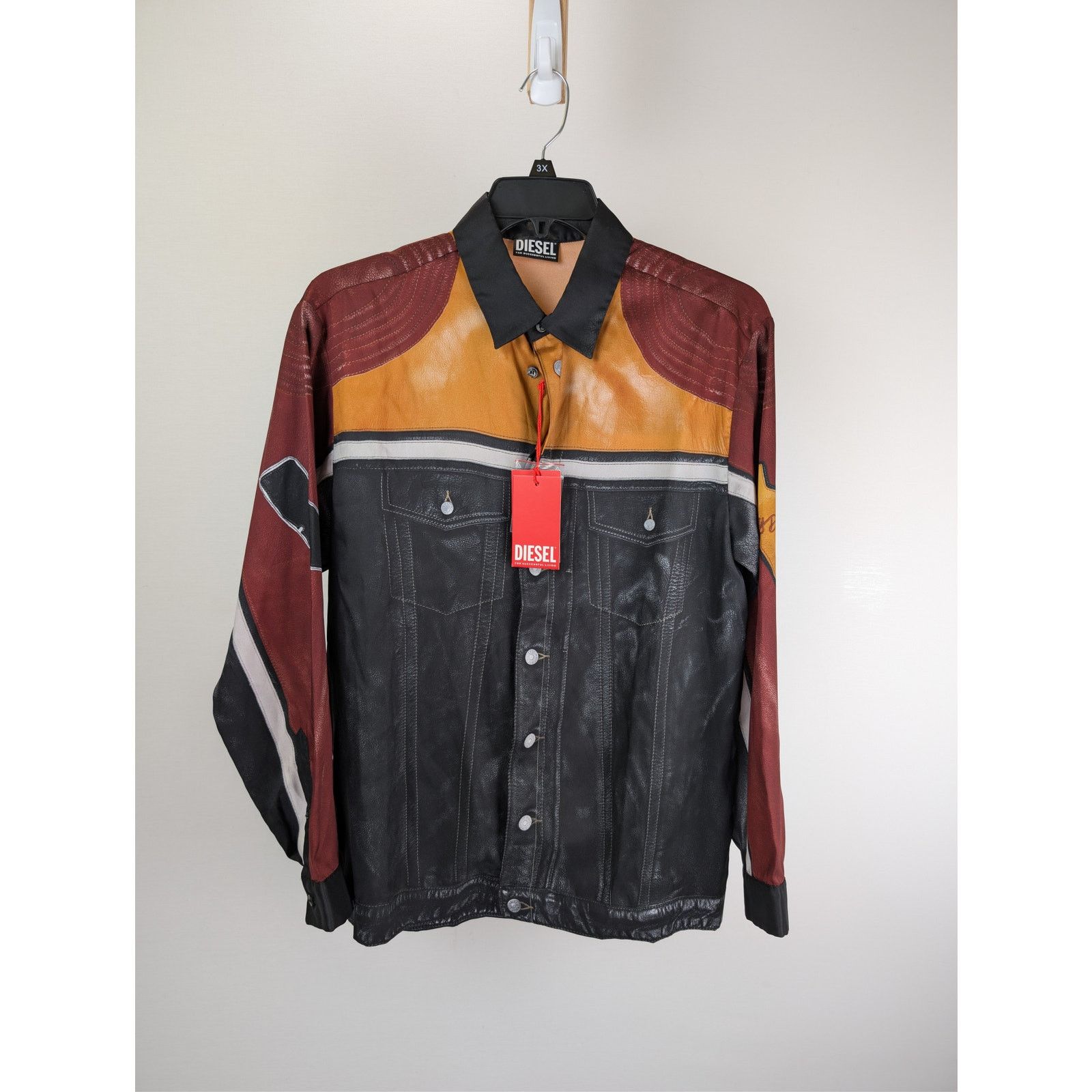Diesel o1rshd1 S-Gilliam Biker-Jacket Effect Shirt in Black Size US L / EU 52-54 / 3 - 1 Thumbnail