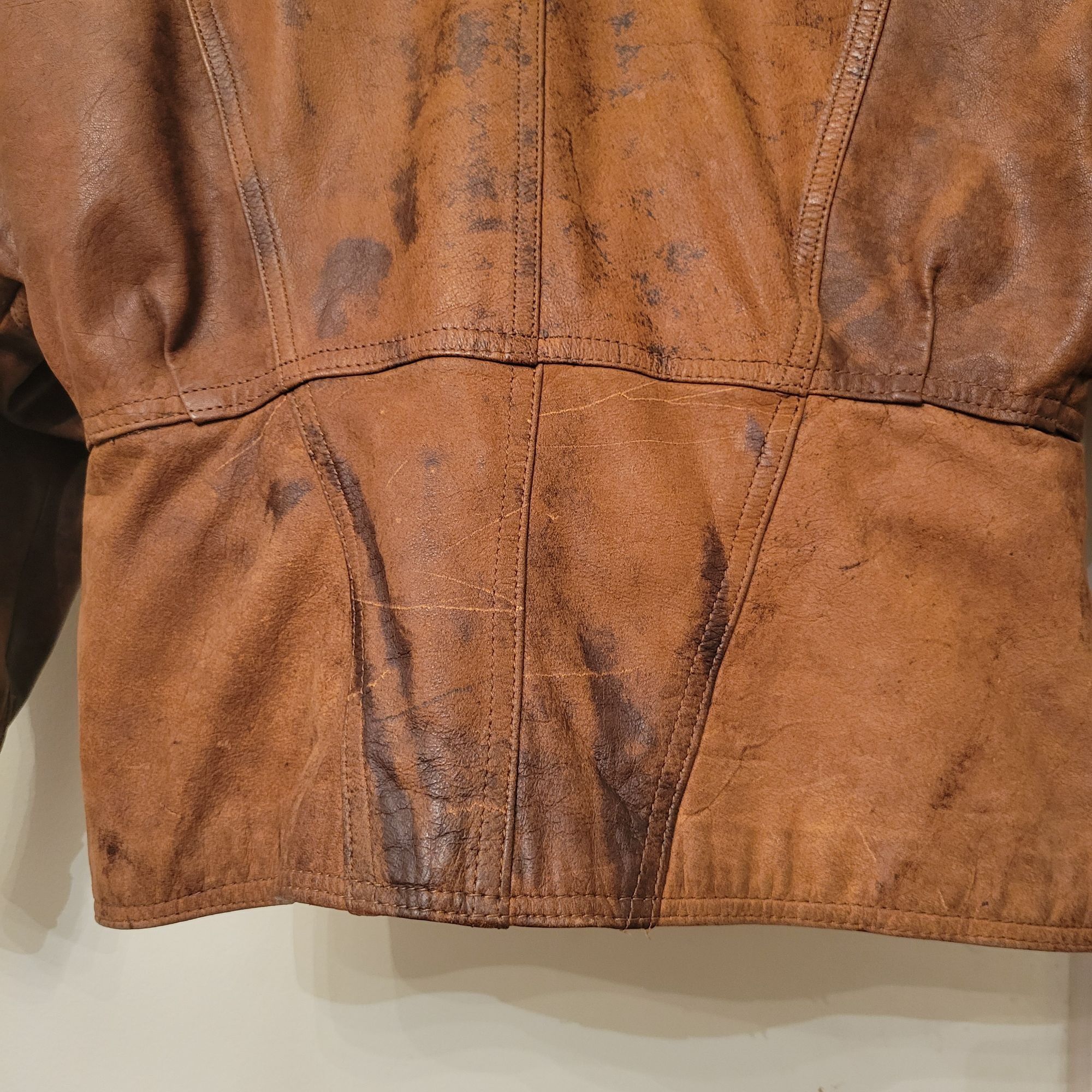 Vintage Vintage Whipp Leather Belted Jacket M Brown Distressed Bombe Size M / US 6-8 / IT 42-44 - 15 Thumbnail