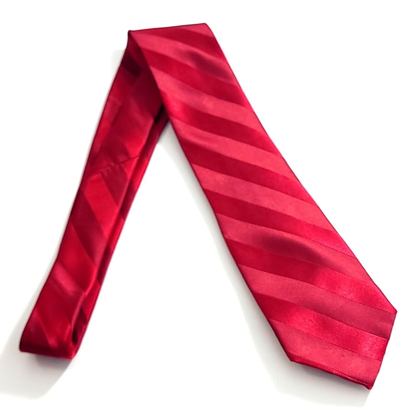 George George Red Striped Woven Silk Tie Size ONE SIZE - 6 Thumbnail