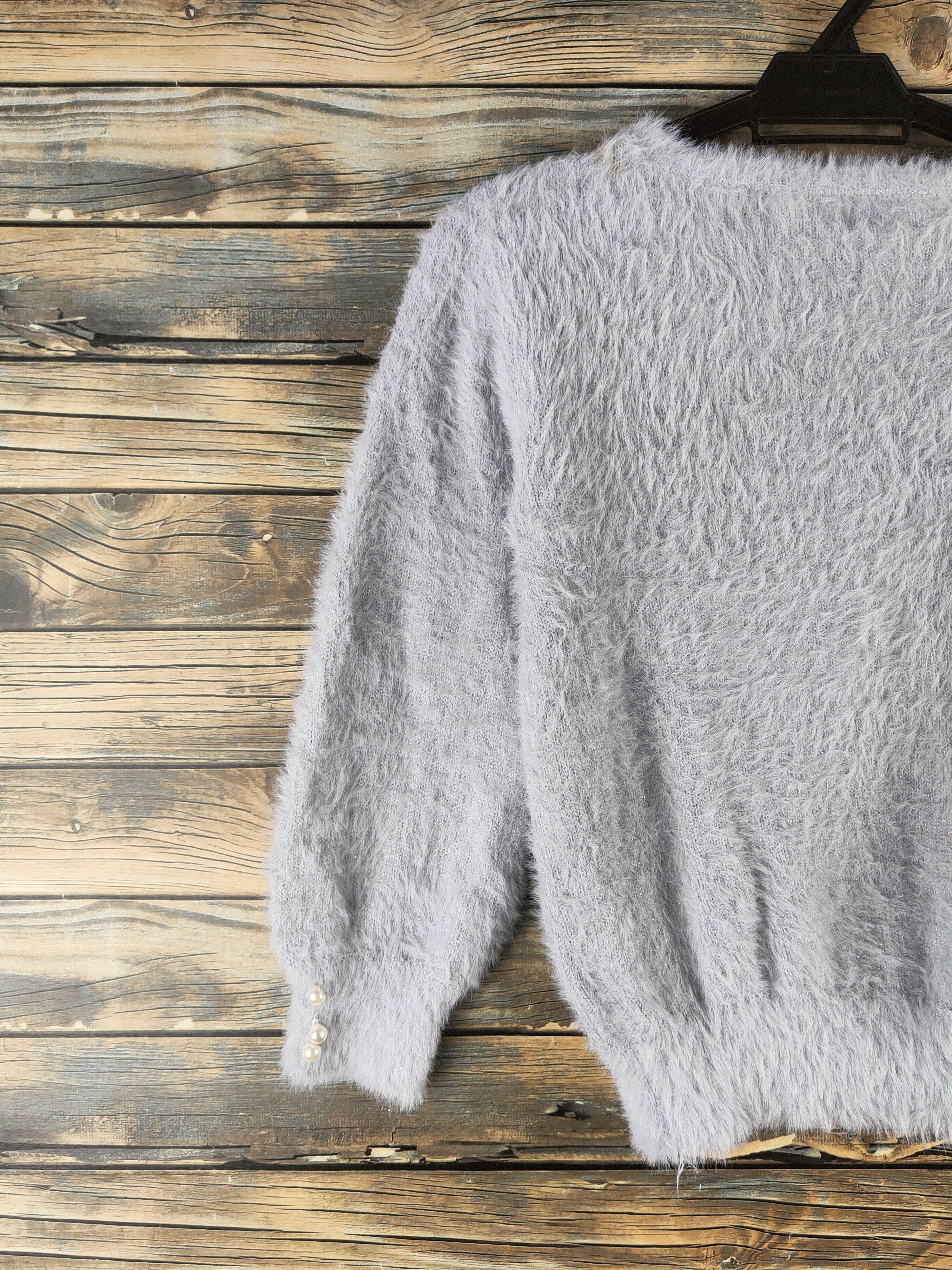Japanese Brand DL Laisse Passe Gray Fur Mohair Knitwear #46-981 Size XS / US 0-2 / IT 36-38 - 8 Thumbnail