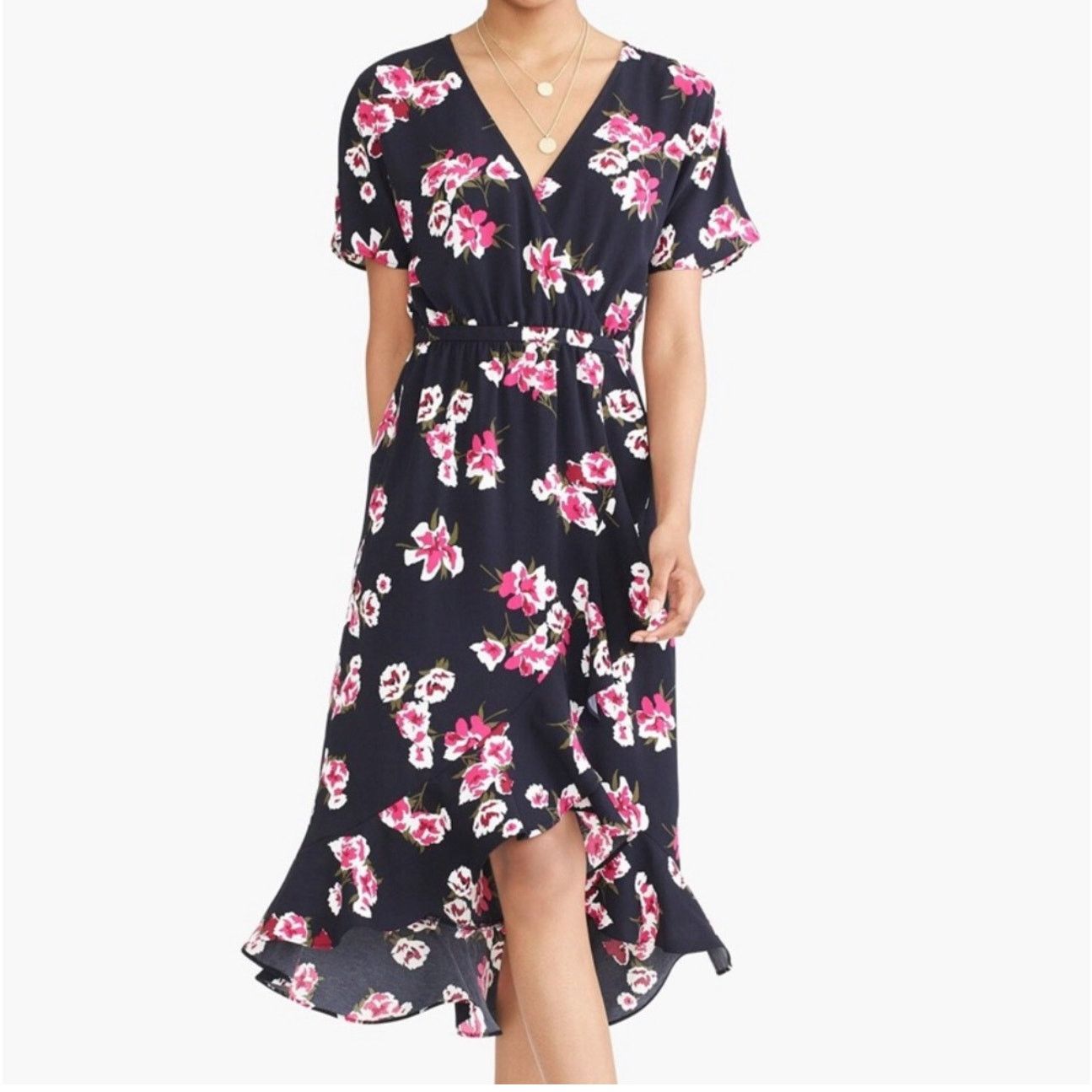 J.Crew J.Crew Floral Wrap Dress Blue Pink V-Neck Medium Size M / US 6-8 / IT 42-44 - 1 Thumbnail