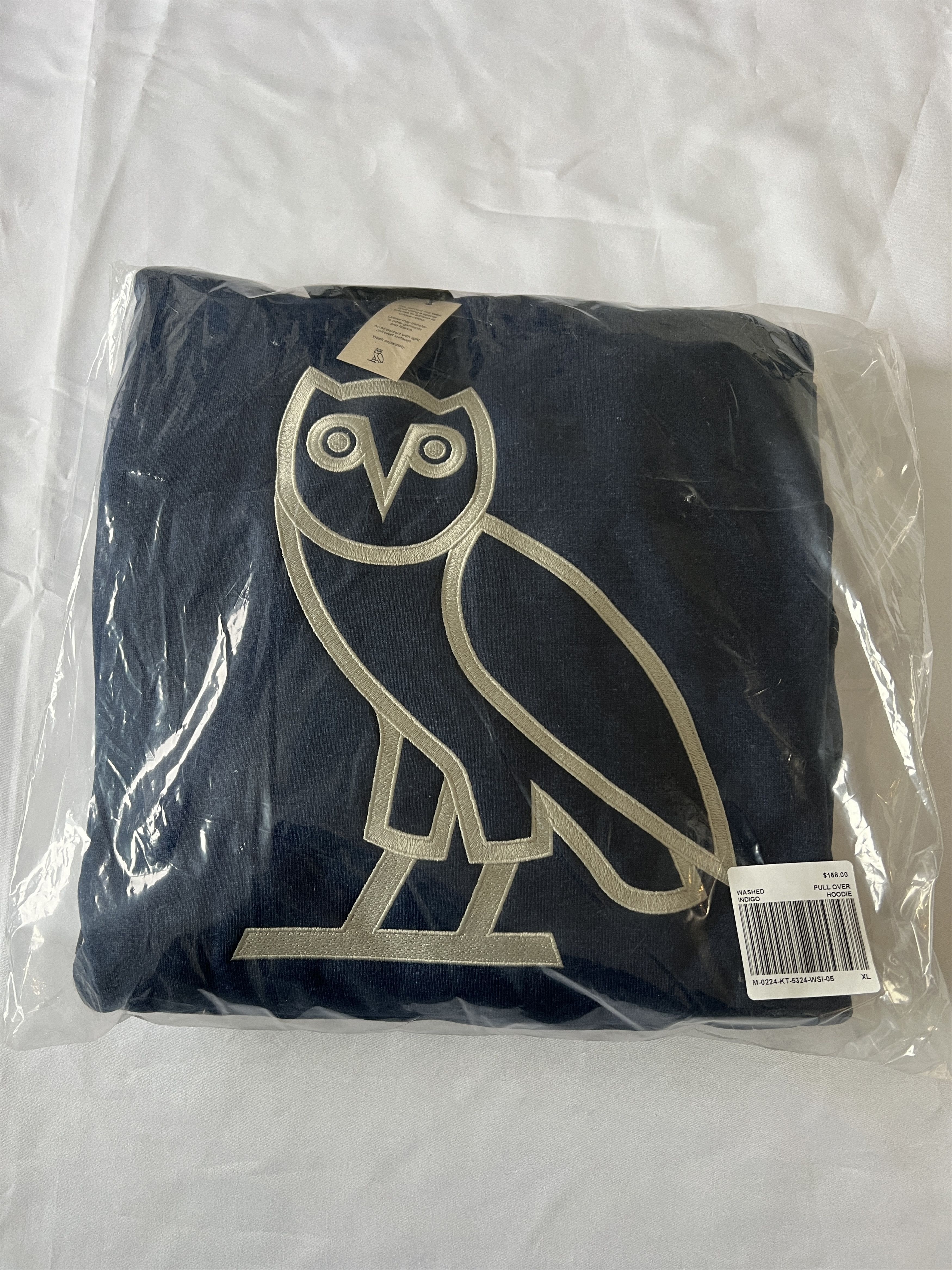 Drake OVO WASHED INDIGO-DYED DENIM OG OWL HOODIE Size US XL / EU 56 / 4 - 2 Thumbnail