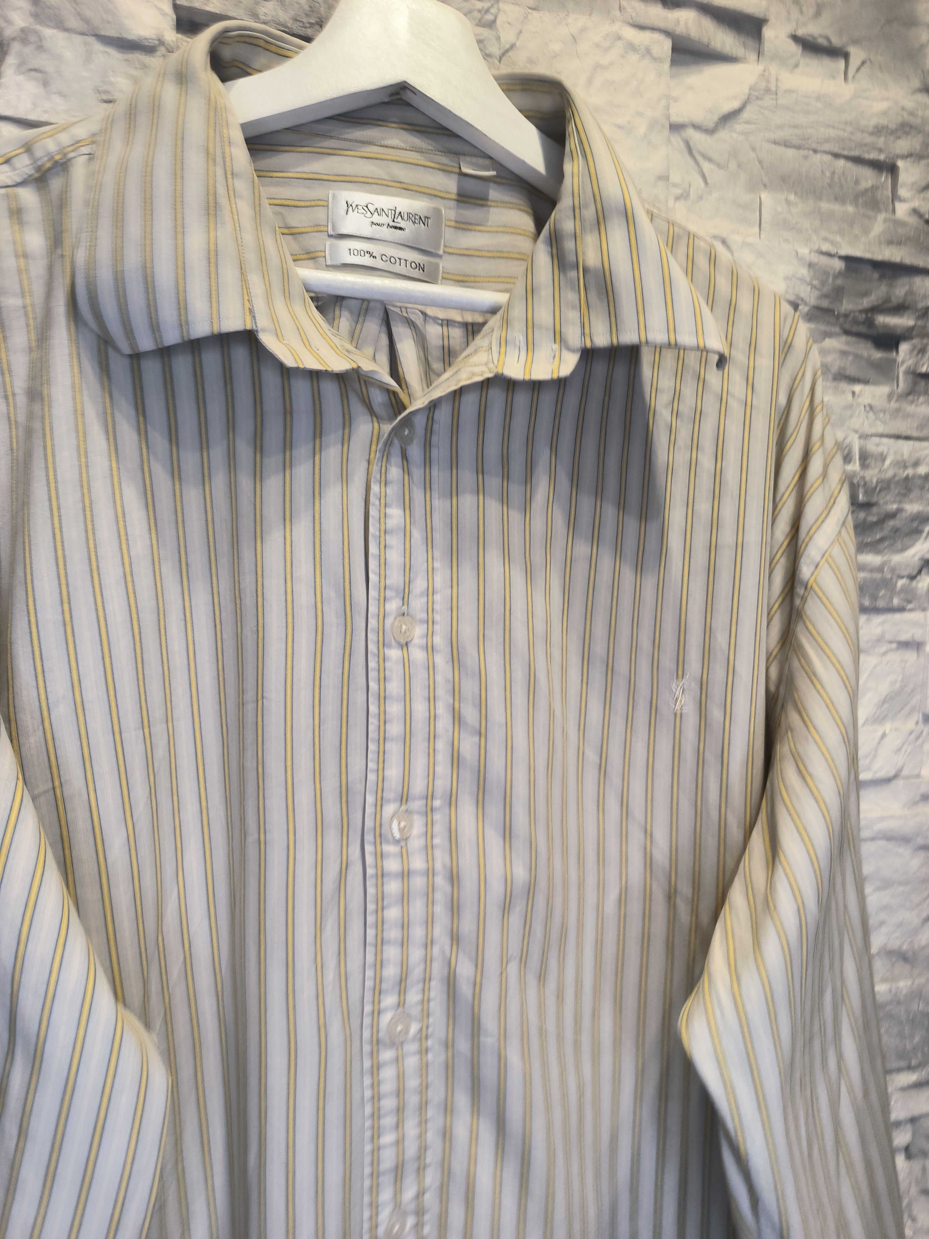 Vintage × Yves Saint Laurent Vintage YSL Pour Homme Yves Saint Laurent Shirt Striped Size US XXL / EU 58 / 5 - 3 Thumbnail