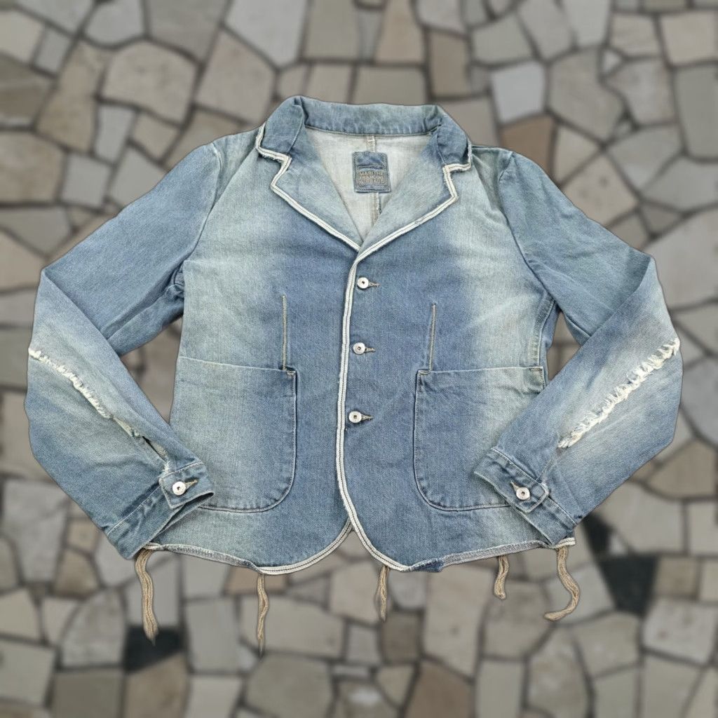 Denime VINTAGE Marithe Francois Girbaud Denim Jacket Blazer Womens Medium Blue 90s Y2K Button Collar Pockets Size M / US 6-8 / IT 42-44 - 1 Thumbnail