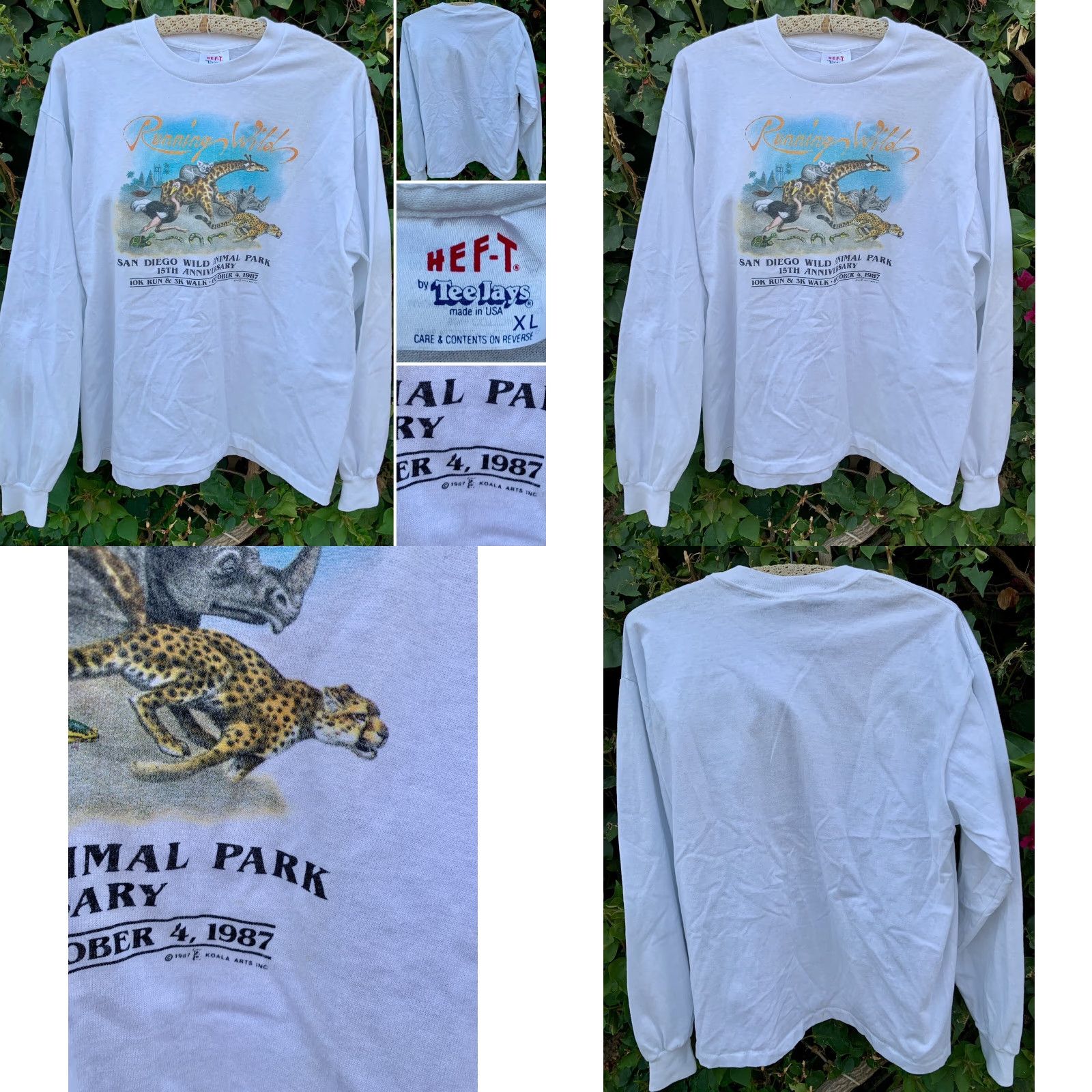 TEE JAYS VINTAGE Running Wild San Diego Wild Animal Park Long Sleeve T Shirt 1980s 80s XL Size US XL / EU 56 / 4 - 8 Thumbnail