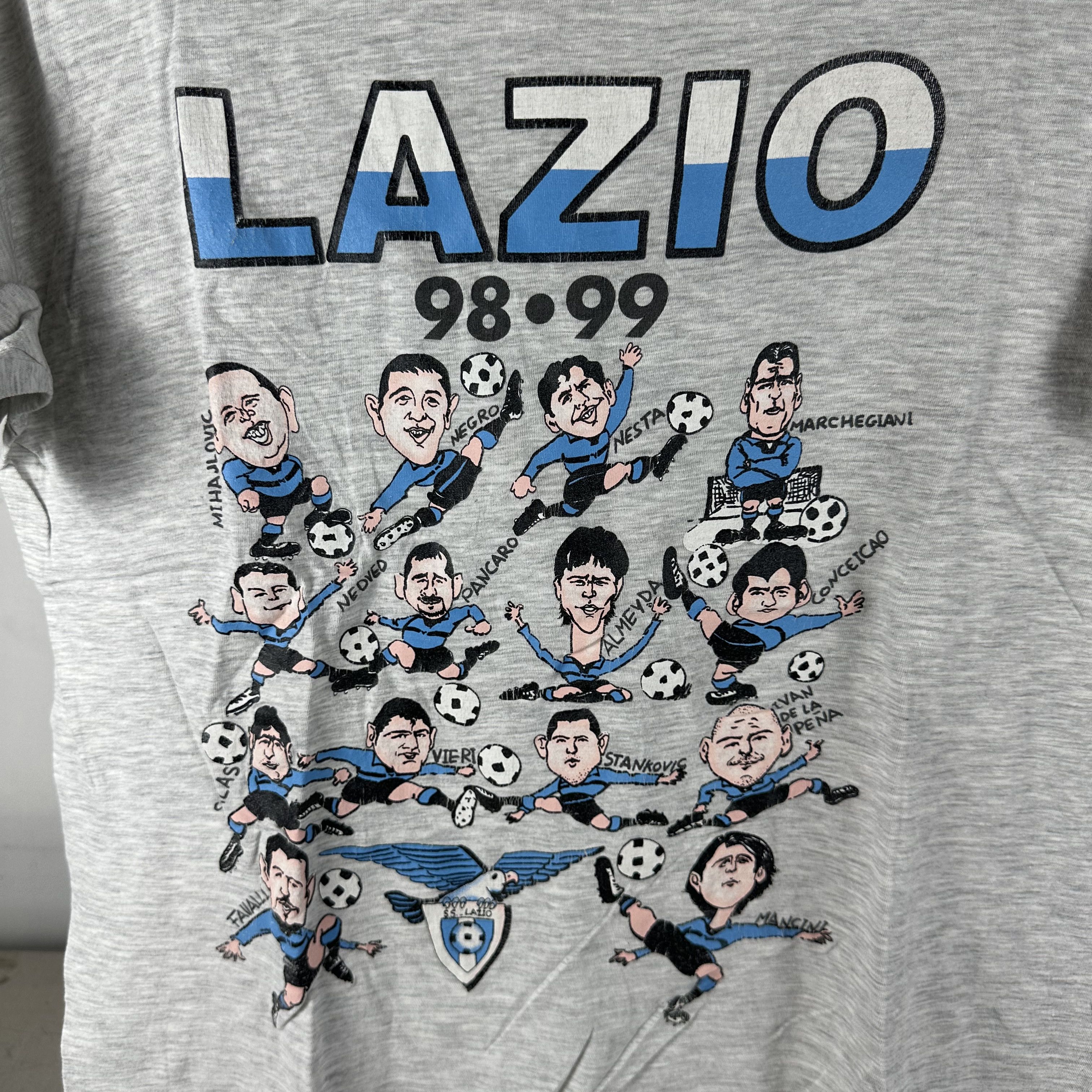 Vintage 1998/99 SS Lazio Italian Football Club Soccer Caricature Tee Size US M / EU 48-50 / 2 - 2 Thumbnail