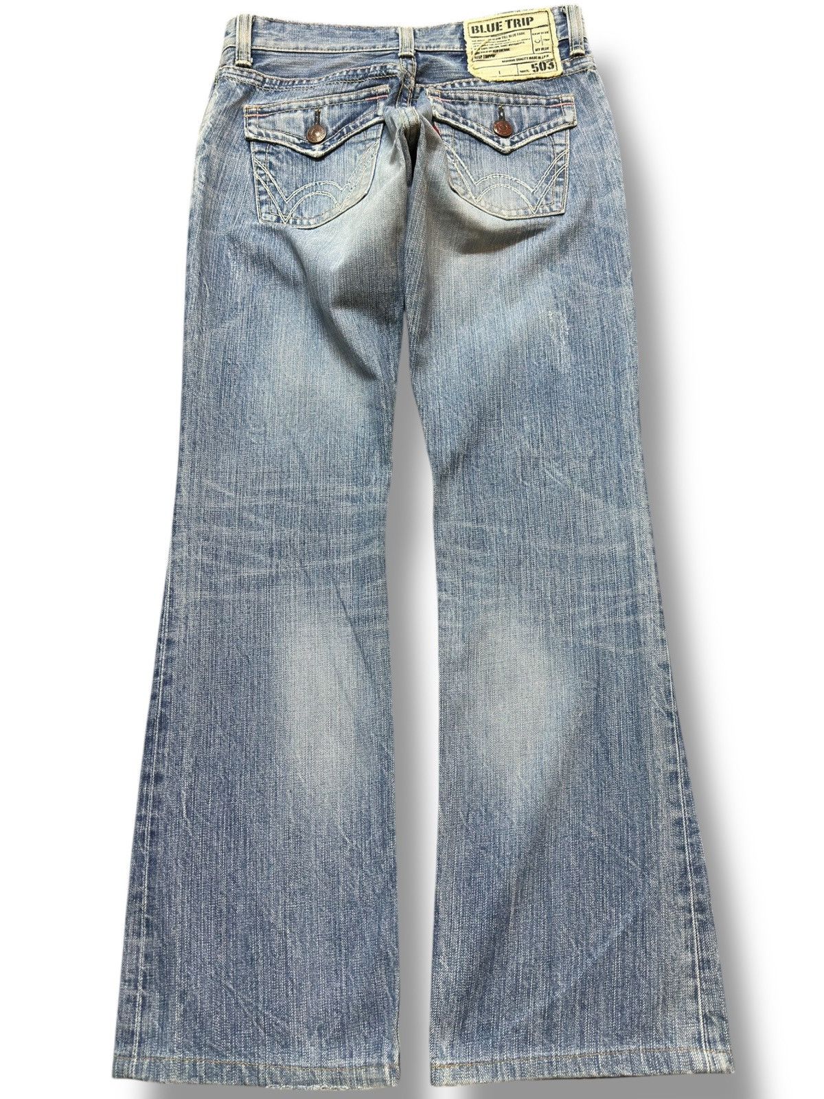 Edwin Vintage Edwin 503 Flare Faded Grunge Distressed Denim Size US 29 - 5 Thumbnail