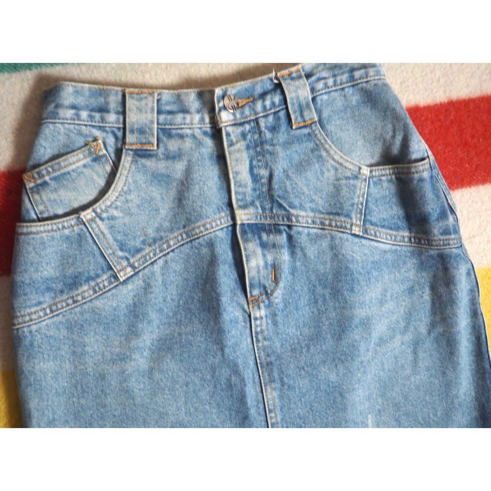 Krizia VINTAGE Krizia Denim Glam Y2k Tiger 27W Skirt Womens 8 80s 90s Blue Blue Denim Glam Rock 27W Women’s 8 Size 27" / US 4 / IT 40 - 3 Thumbnail