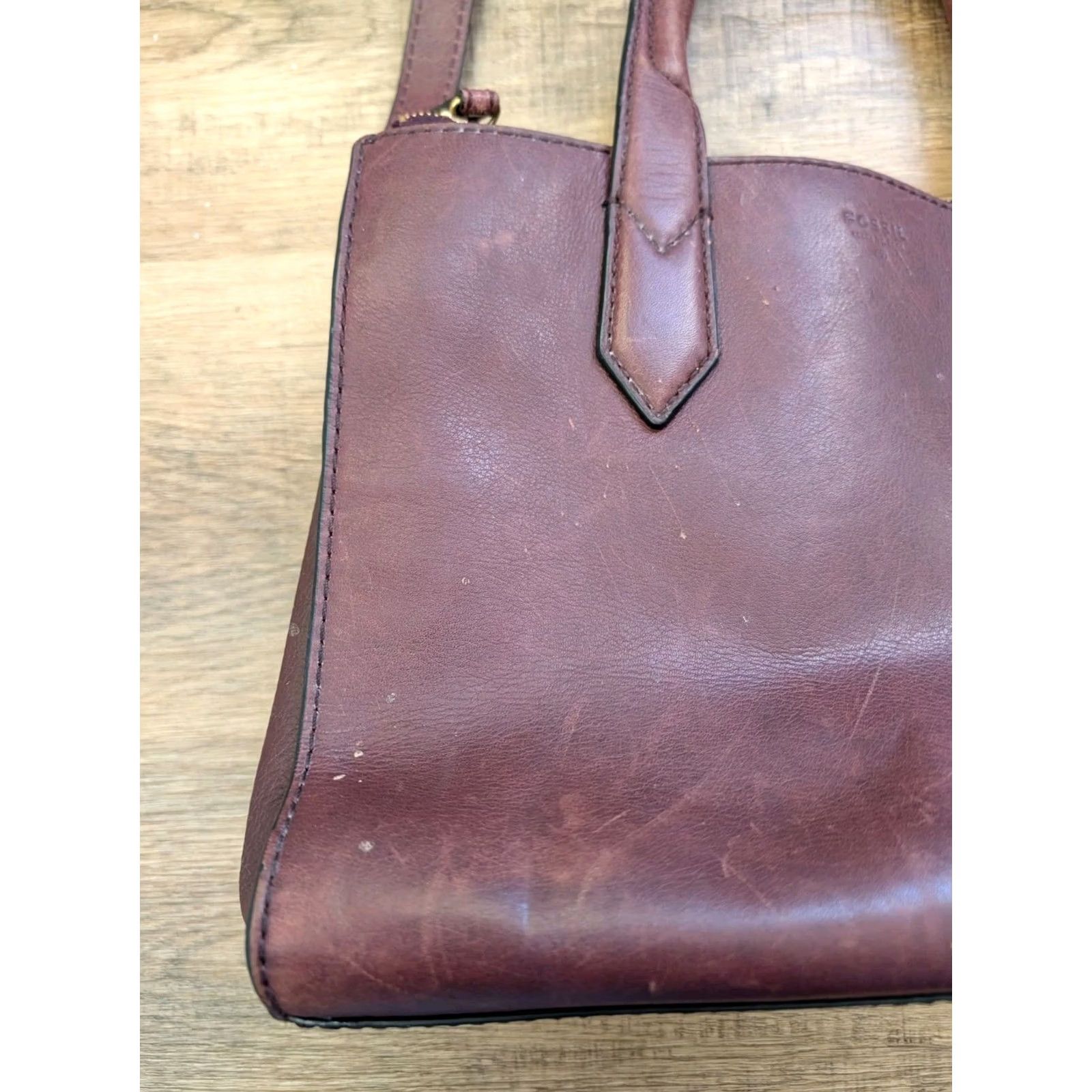 Fossil VINTAGE Fossil Handbag Purse Leather Brown 1954 Medium Size ONE SIZE - 3 Thumbnail