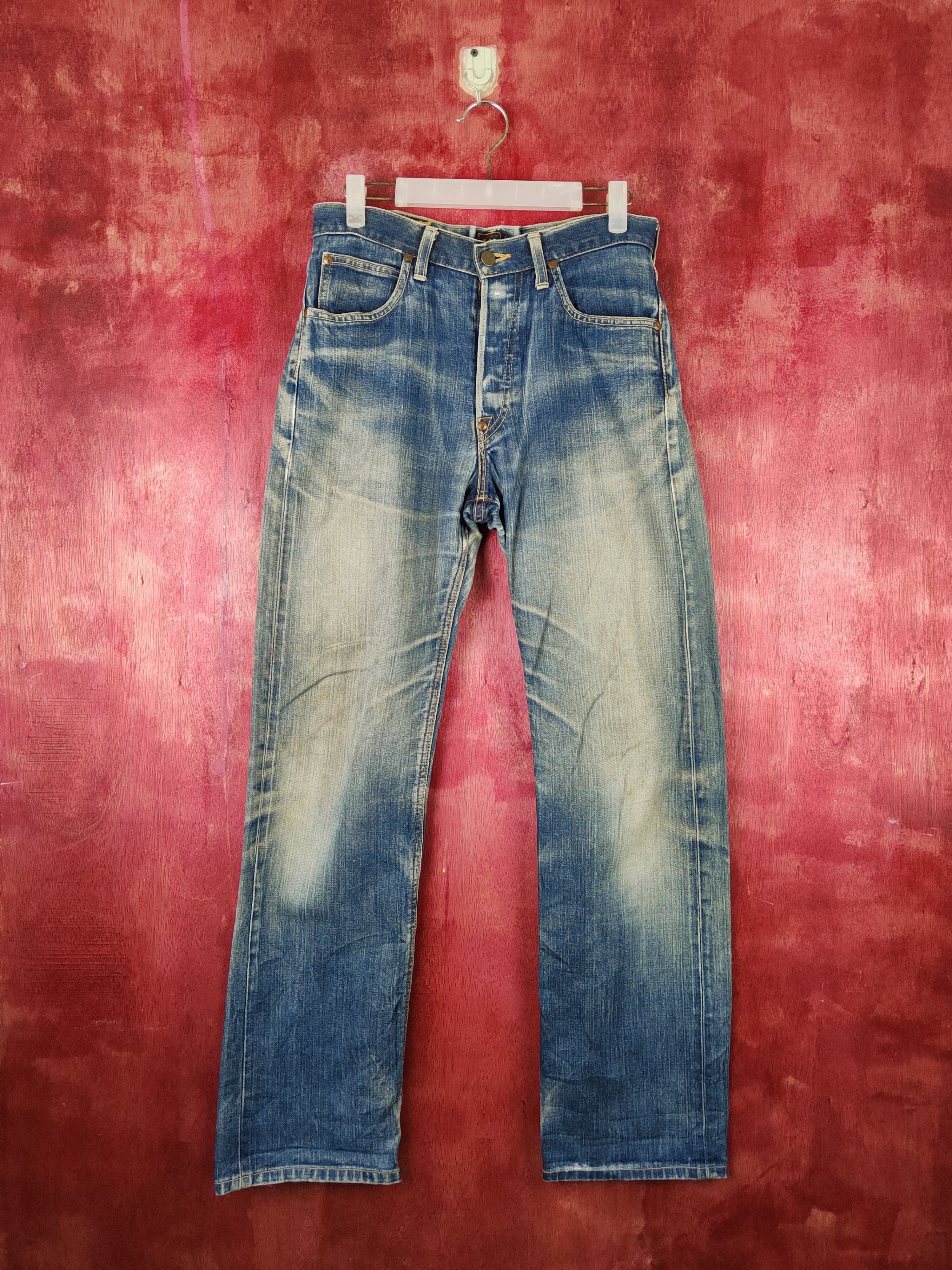 Japanese Brand Lee Dark Blue Faded Distressed Ripped Jeans #S1696 Size US 30 / EU 46 - 1 Thumbnail