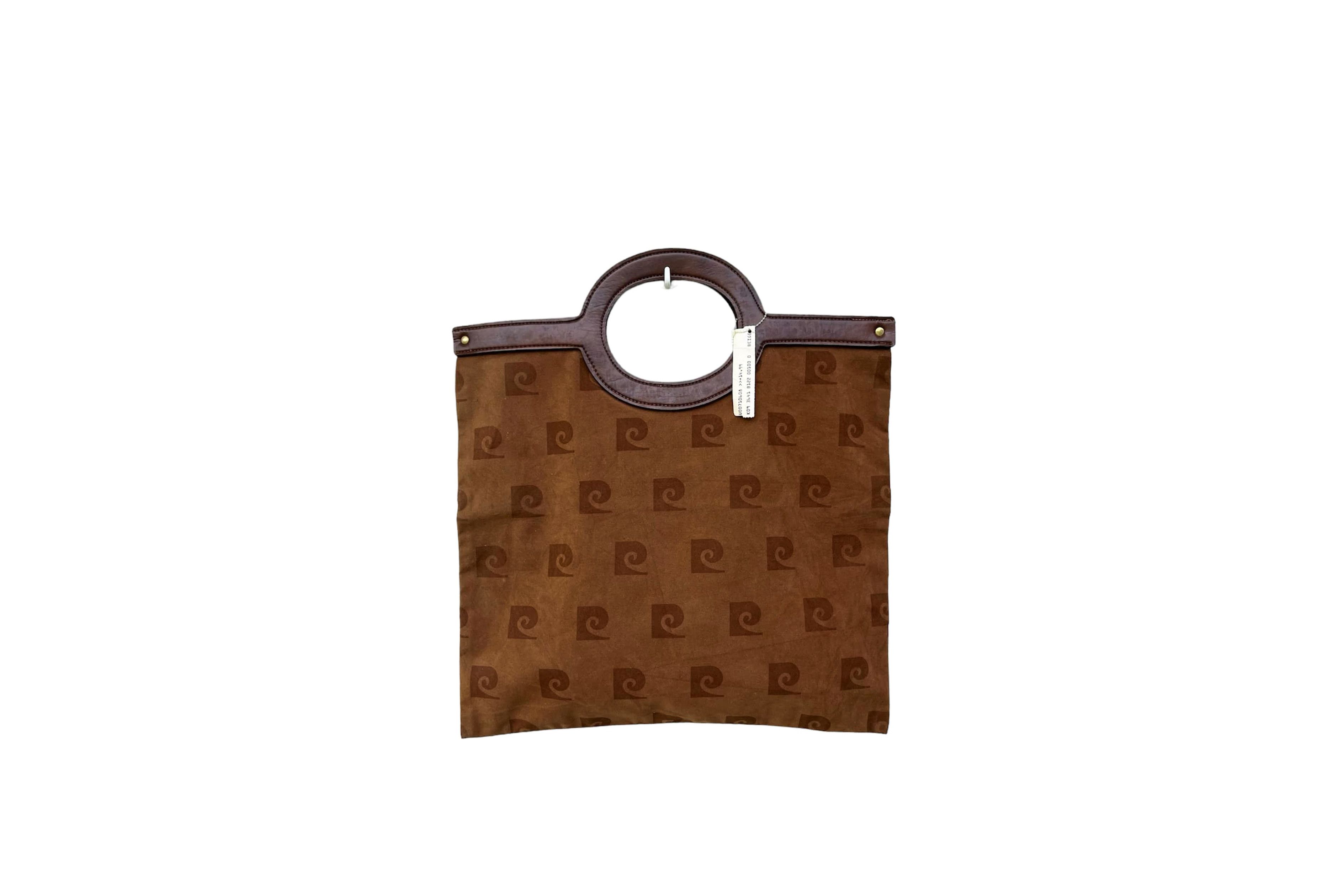 Pierre Cardin Brown Velvet handbag signature logo printed