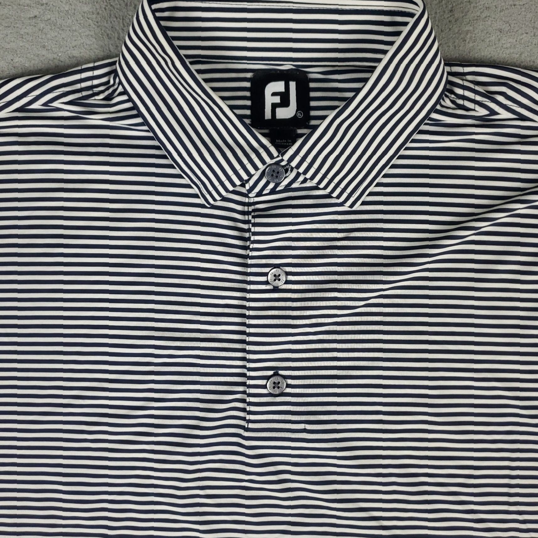 Footjoy FJ Polo Shirt Mens XL Blue Striped Golf Casual Short Sleeve Shirt Size US XL / EU 56 / 4 - 2 Thumbnail
