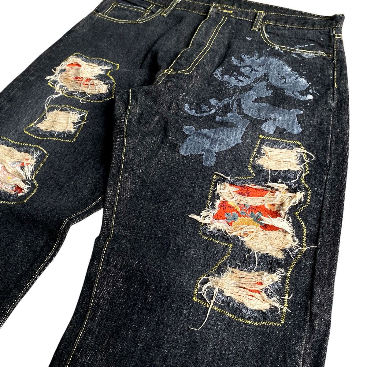 Ed Hardy × Japanese Brand Vintage Japanese Denim Koi Karakuri tamashi Sukajan Jeans Size US 35 - 3 Thumbnail