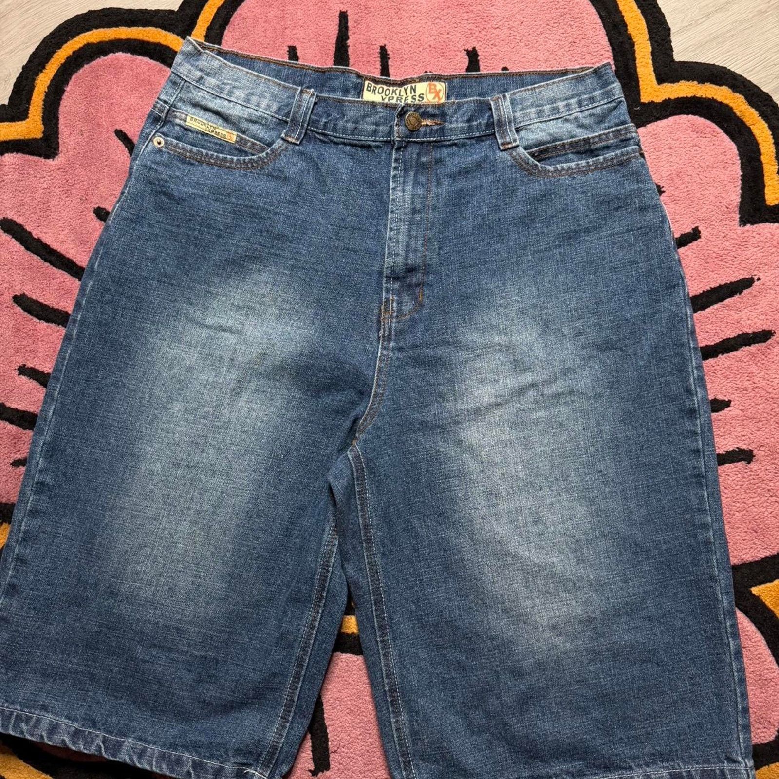 Vintage Vintage Y2K Brooklyn Express Baggy Loose Denim Jean Short Size US 36 / EU 52 - 2 Thumbnail