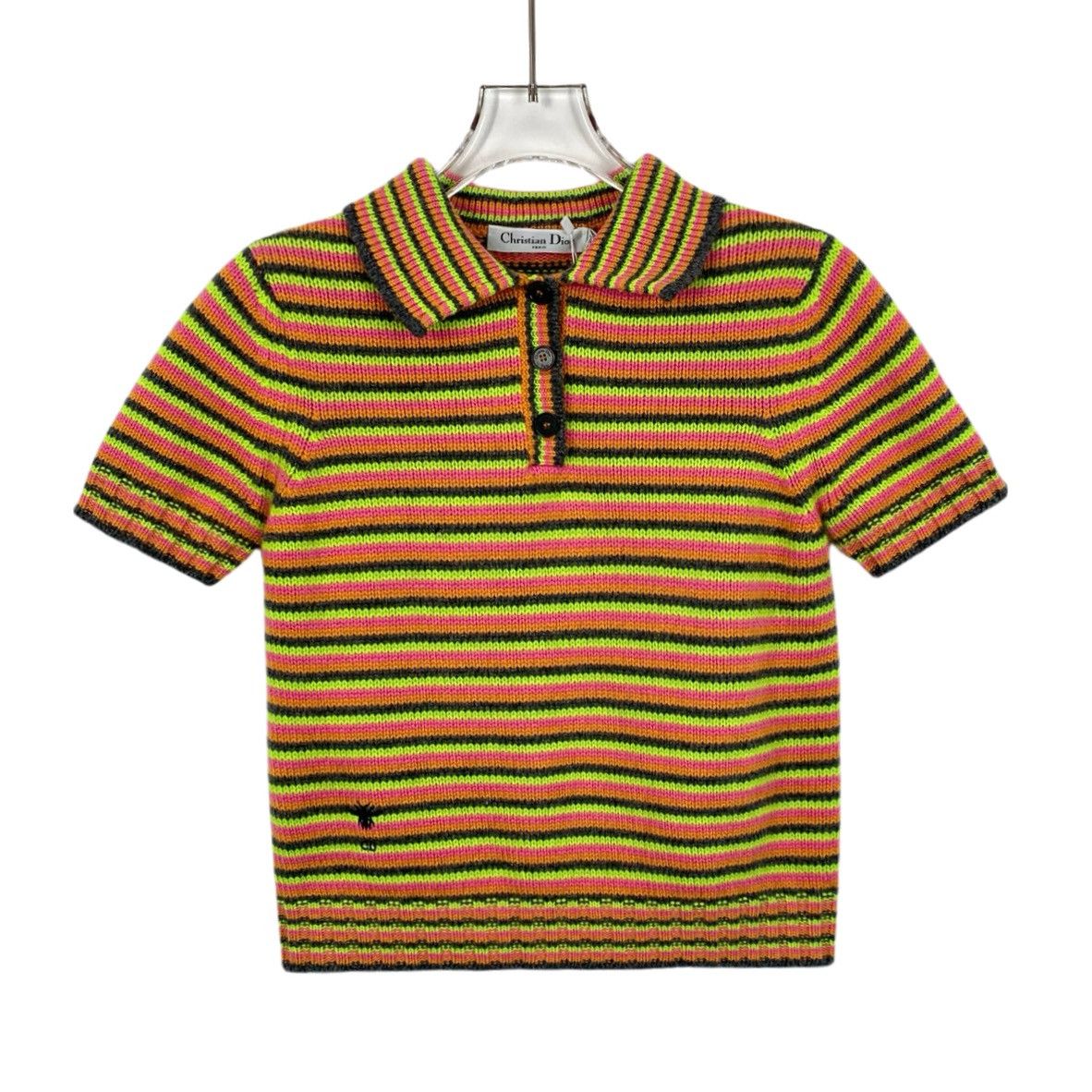 Dior Dior Stripe Cashmere Short Sleeve Knit Polo Shirt K26WX Size XS / US 0-2 / IT 36-38 - 1 Thumbnail