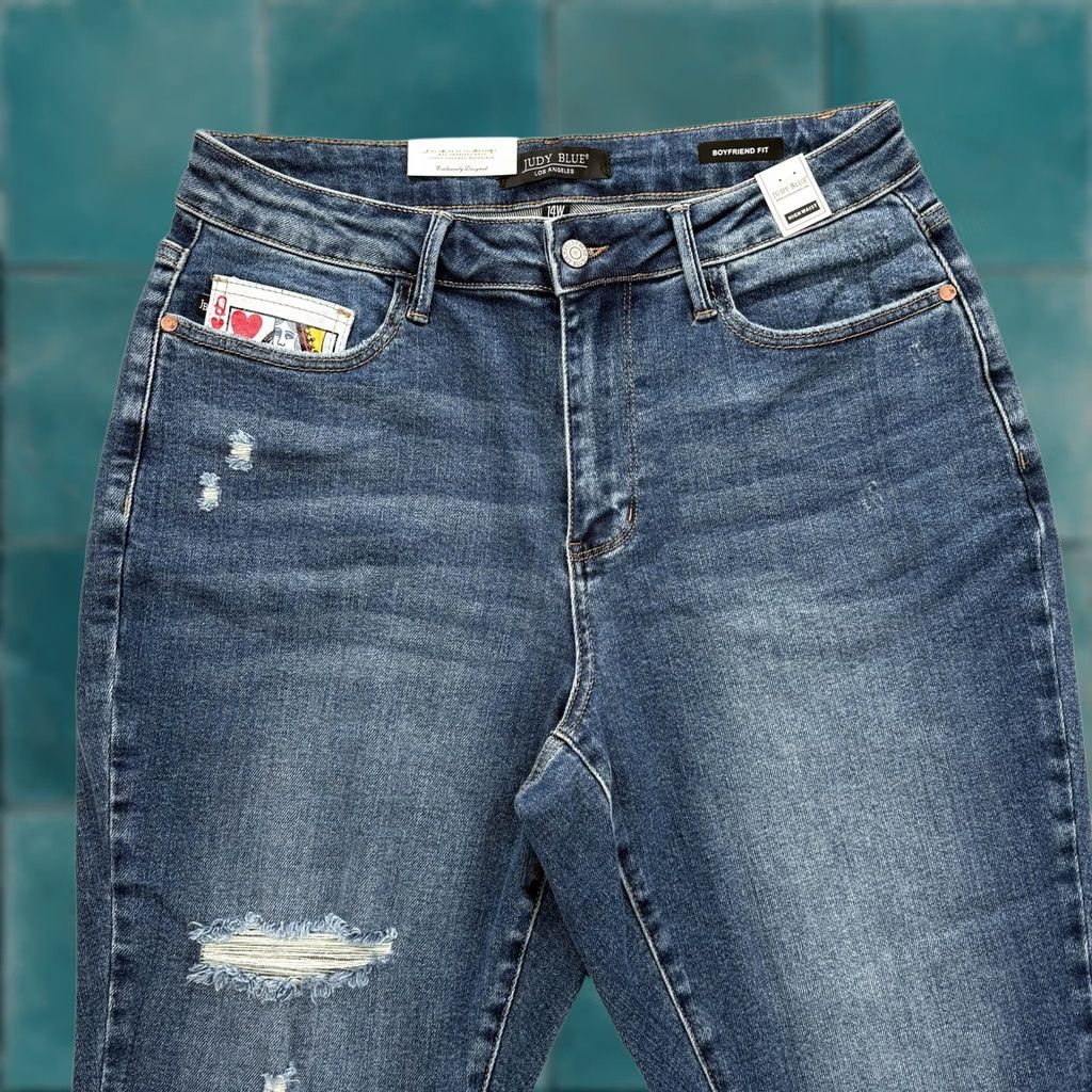 Vintage Judy Blue Boyfriend Jeans Womens 14W Blue Medium Wash High Rise Distressed NWT Jeans Womens 14W Blue Medium Wash Distressed NWT Size 36" / US 14 / IT 50 - 1 Thumbnail