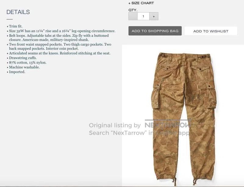 RRL Ralph Lauren Rare Vintage Camo Cargo Pants. Size US 38 / EU 54 - 9 Thumbnail