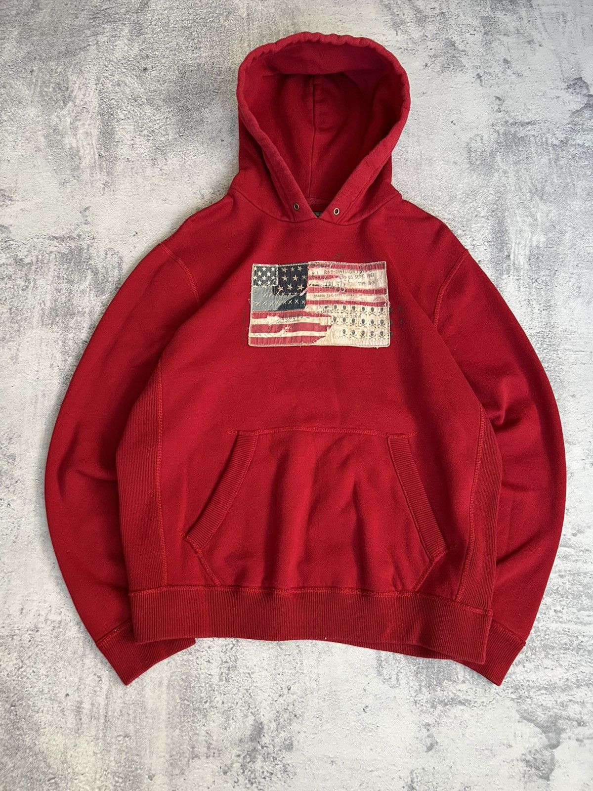 Polo Ralph Lauren 🇺🇸 Vintage Polo Jeans USA Patchwork Flag Hoodie Size US L / EU 52-54 / 3 - 2 Thumbnail