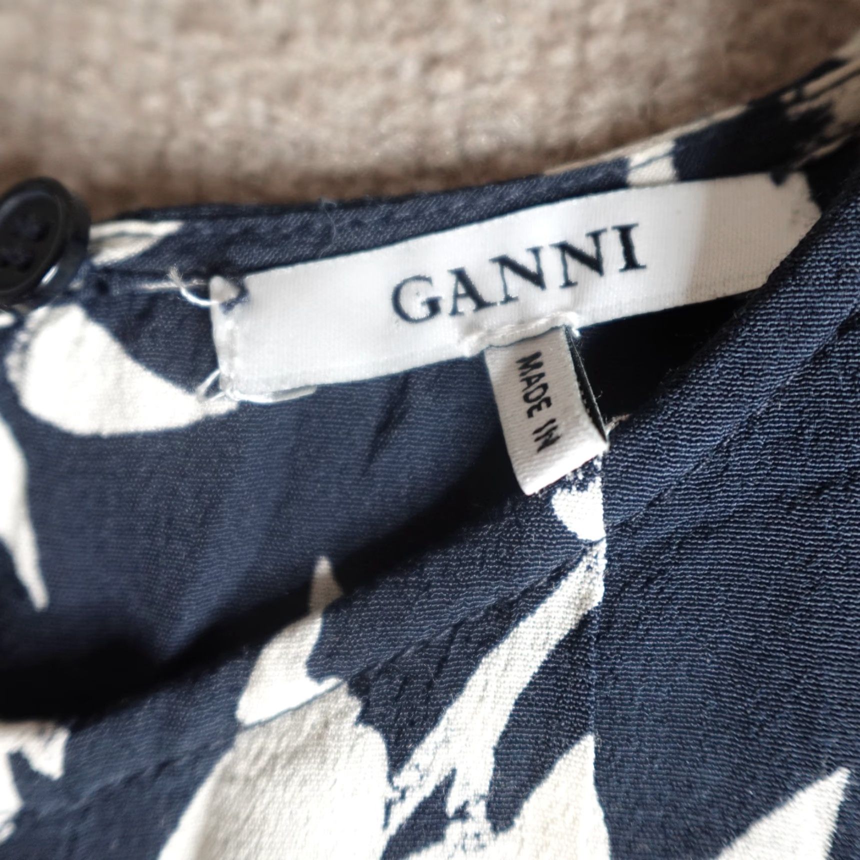 Ganni Ganni Dress Womens Midi Blue Floral Crepe L/Blue Viscose Sundress 3/4 Sleeve Pullover Regular Maxi? Size L / US 10 / IT 46 - 3 Thumbnail