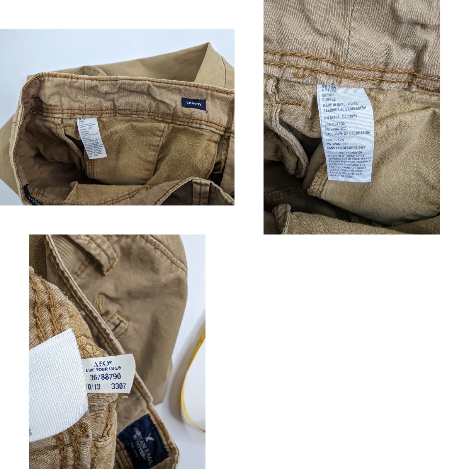American Eagle Outfitters American Eagle Outfitters Pants Slim Chino Men 30 Beige Skinny 28 Inseam 30x28 Knit Cotton Blend Zip Flat Front Casual Vintage: No Size US 30 / EU 46 - 9 Thumbnail