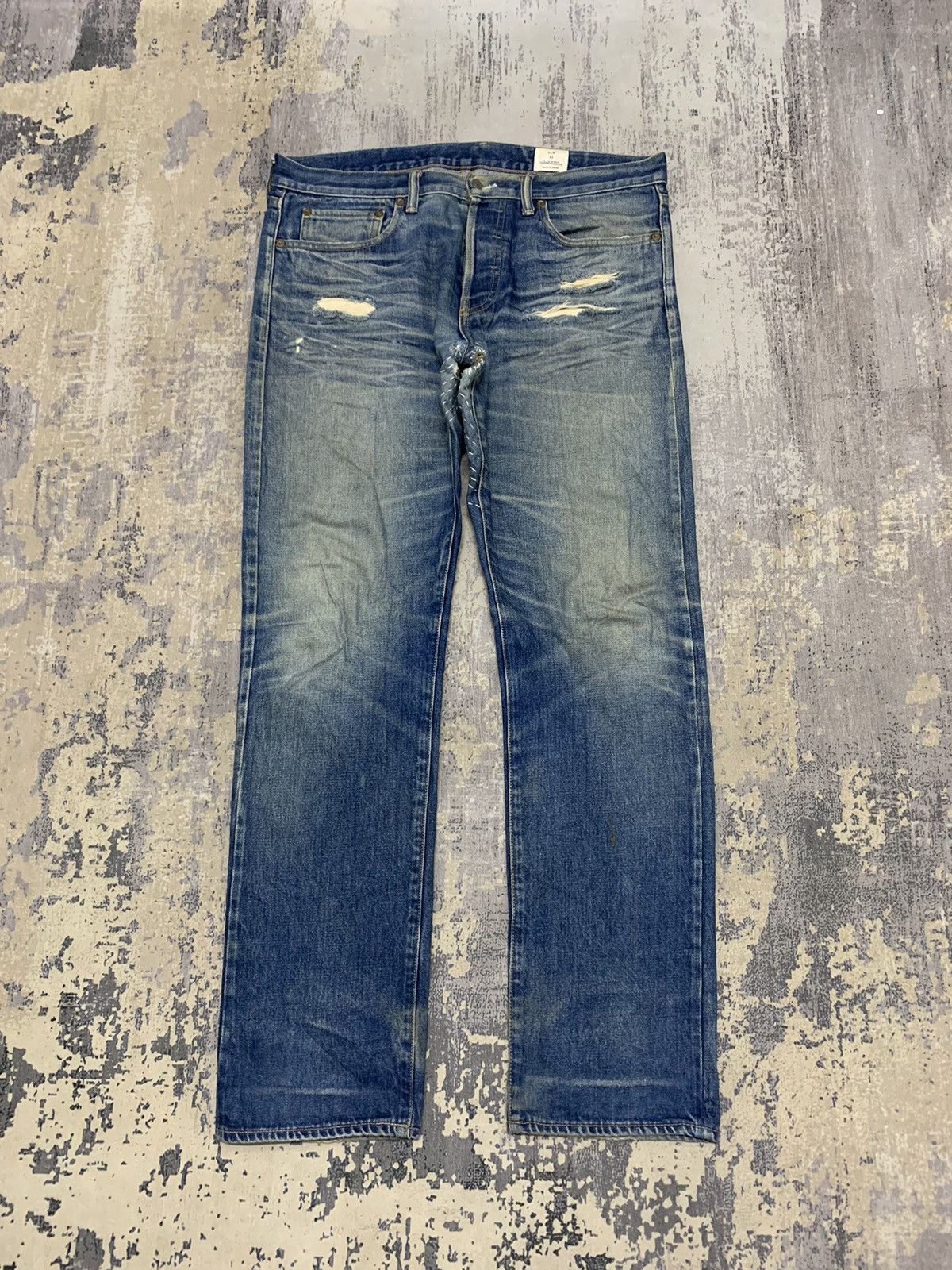 Japanese Brand Japanese Blue Work Custom Sashiko Boro Selvedge Denim Size US 35 - 2 Thumbnail