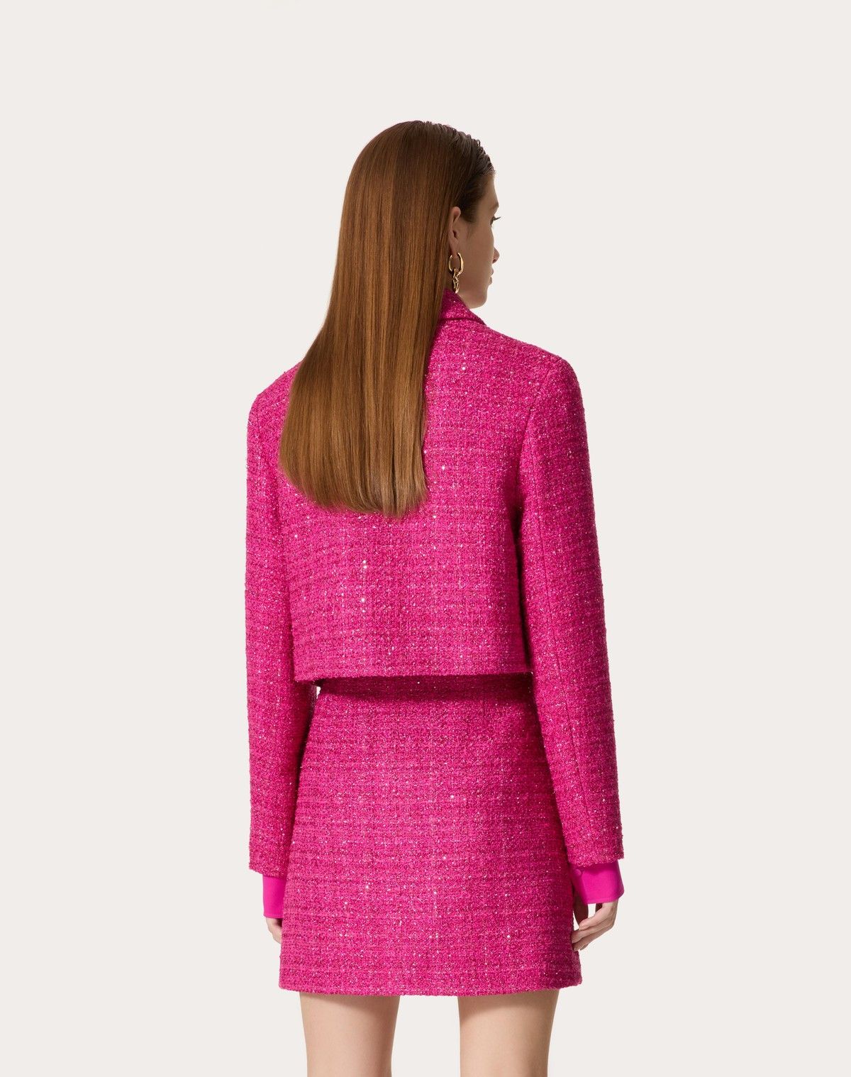Valentino o1s1wg110525 Glaze Tweed Light Jacket in Pink Size M / US 6-8 / IT 42-44 - 5 Thumbnail