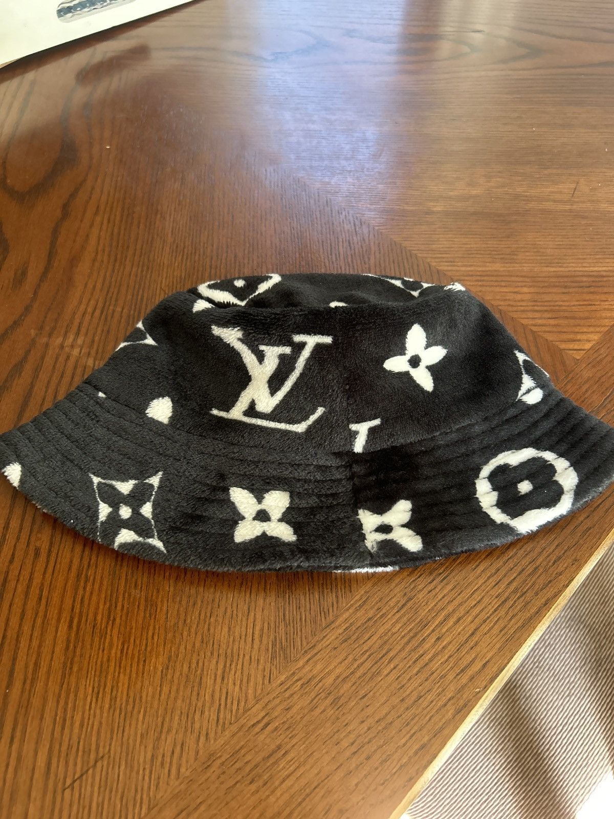 Other Custxm Creations Black Monogram Fuzzy Bucket Hat Size ONE SIZE - 1 Thumbnail