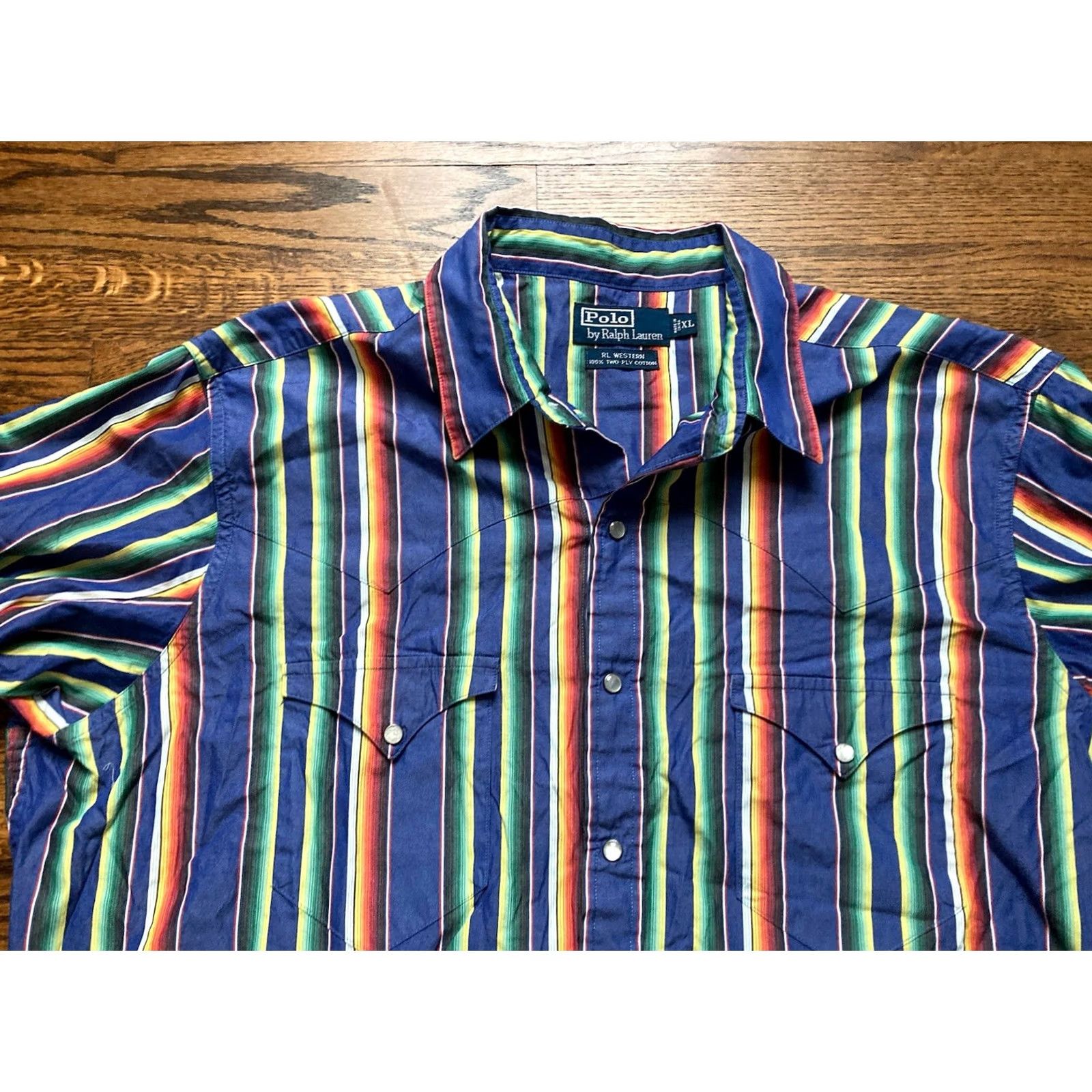 Polo Ralph Lauren Polo Ralph Lauren Western Shirt XL Multicolor Striped Pearl Snap Long Sleeve Button-Up Mens Size US XL / EU 56 / 4 - 4 Thumbnail