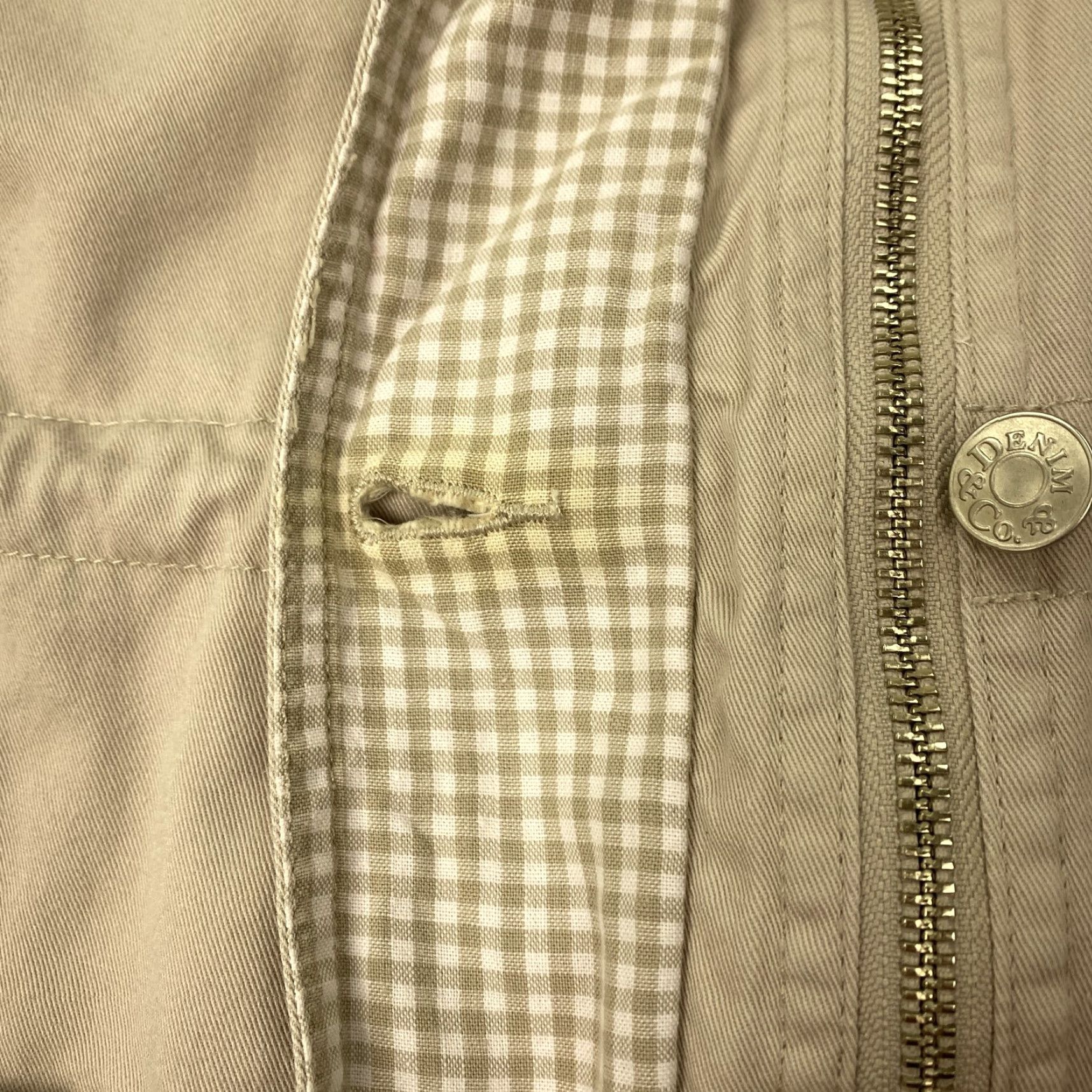 Denim & Co. VINTAGE Denim & Co. Womens Jacket Medium Beige Cotton Utility Gingham Plaid Lined Casual Outdoor Fall Size M / US 6-8 / IT 42-44 - 5 Thumbnail