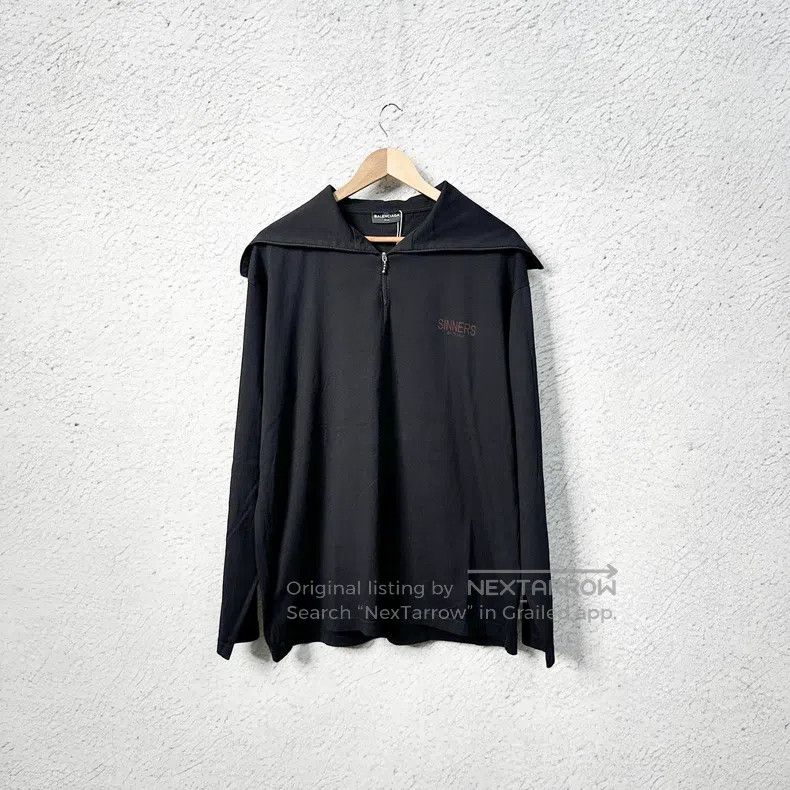 Balenciaga Balenciaga Embroidered logo half-zip hooded pullover sweat Size US M / EU 48-50 / 2 - 1 Thumbnail