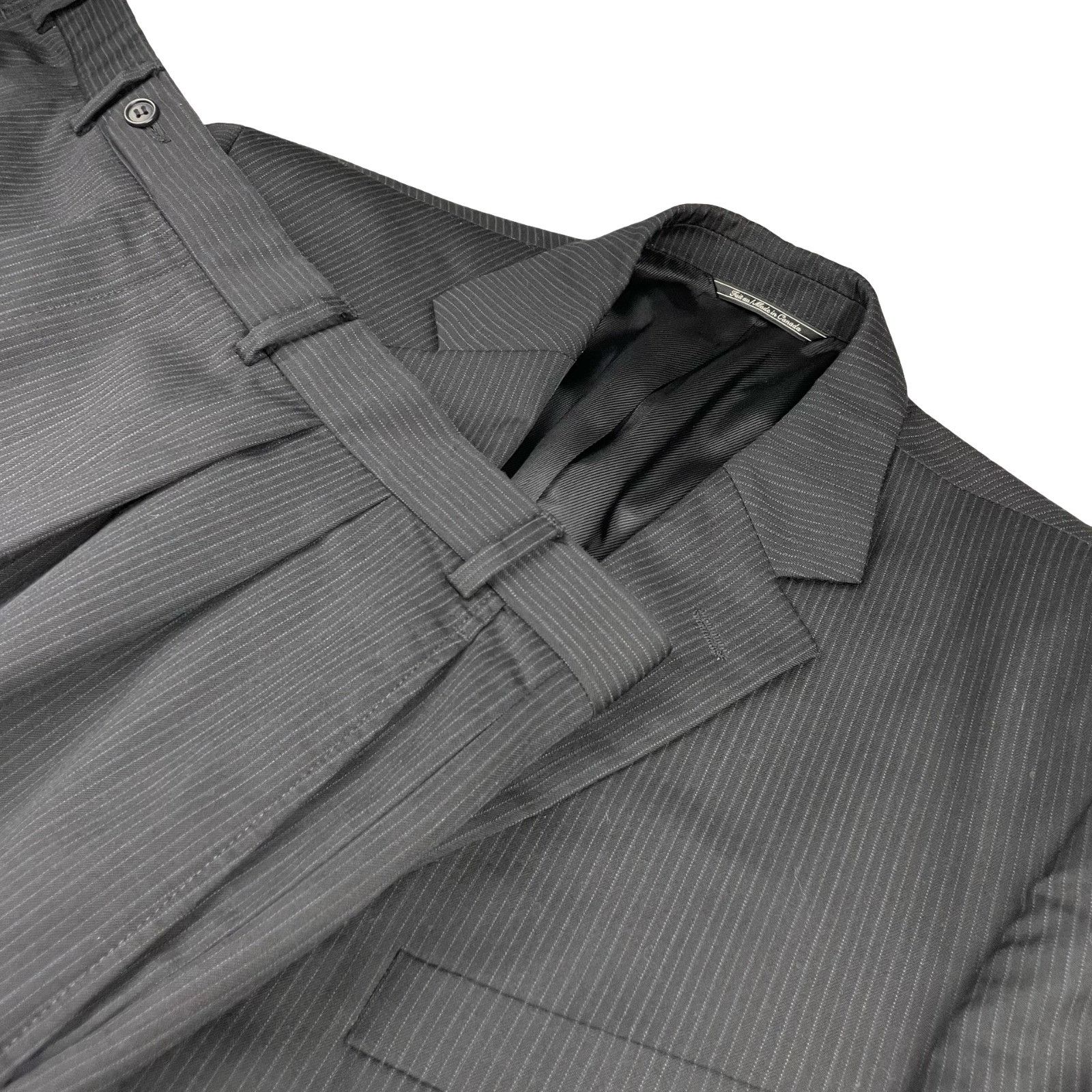 Jack Victor Jack Victor Men’s Valentino 100% Wool Suit Black/Blue Stripe Size 40L - 1 Thumbnail