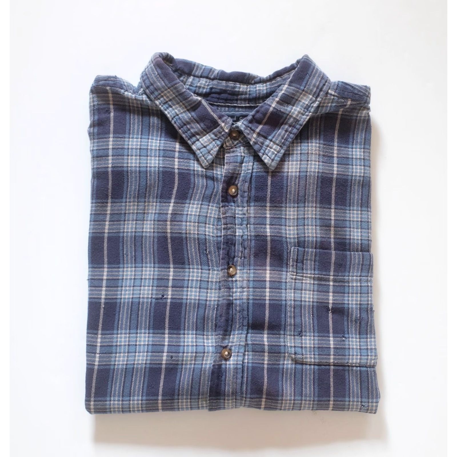 Basic Editions VINTAGE BASIC EDITIONS PLAID SHIRT Button-Up XL Men's Flannel 90s Casual Distressed Blue Long Sleeve Size US XL / EU 56 / 4 - 6 Thumbnail