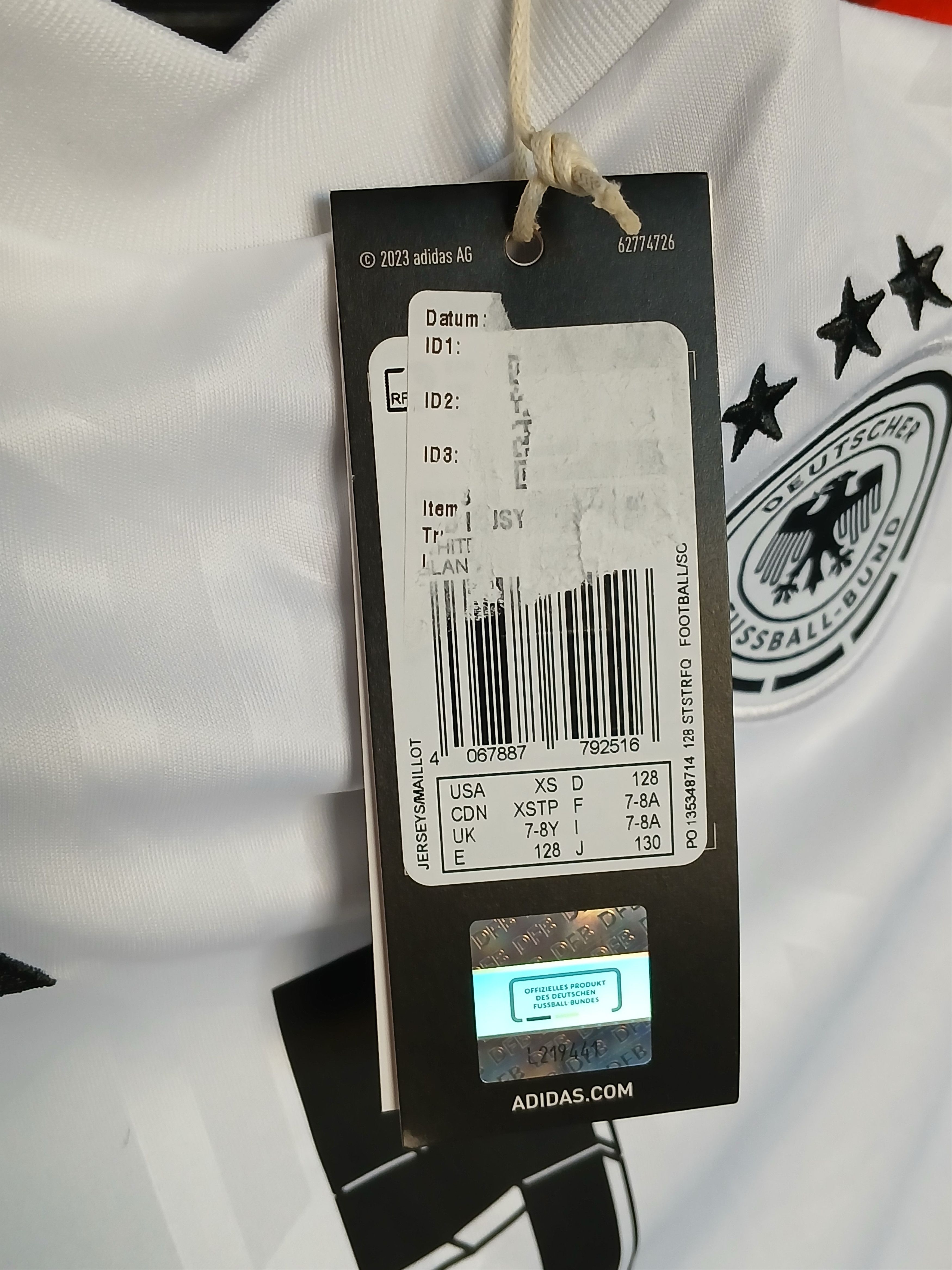 Adidas KIDS Germany National Team 24/25 Home Football Jersey Size US XS / EU 42 / 0 - 10 Thumbnail