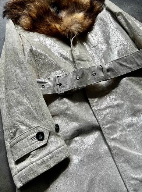 Tornado Mart Tornado Mart 1990s Detachable Fur Collar Long Leather Coat Size M / US 6-8 / IT 42-44 - 5 Thumbnail