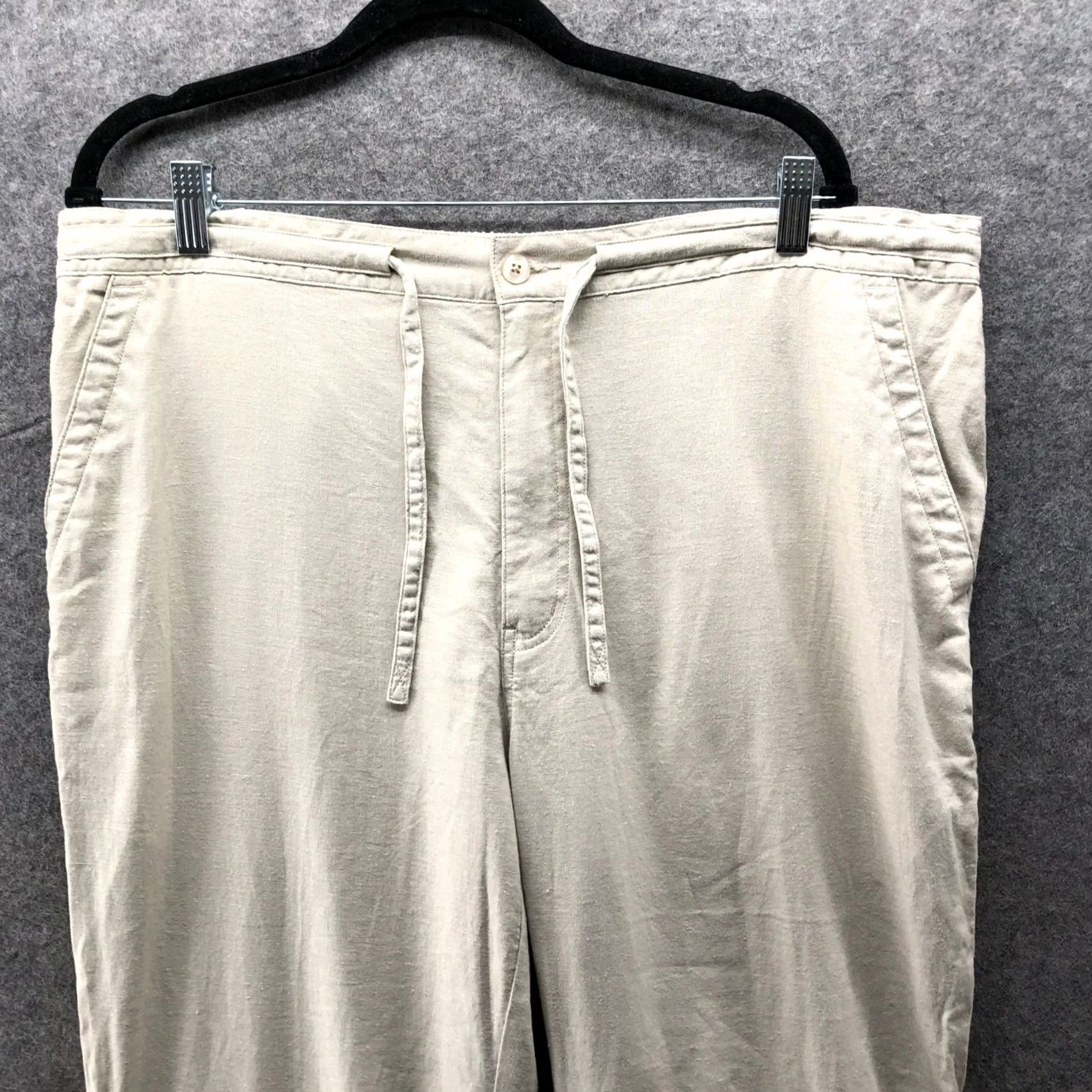 Vintage Havanera Pants Mens XL Beige Cotton Linen Straight Leg Drawstring Resort Size US 36 / EU 52 - 6 Thumbnail