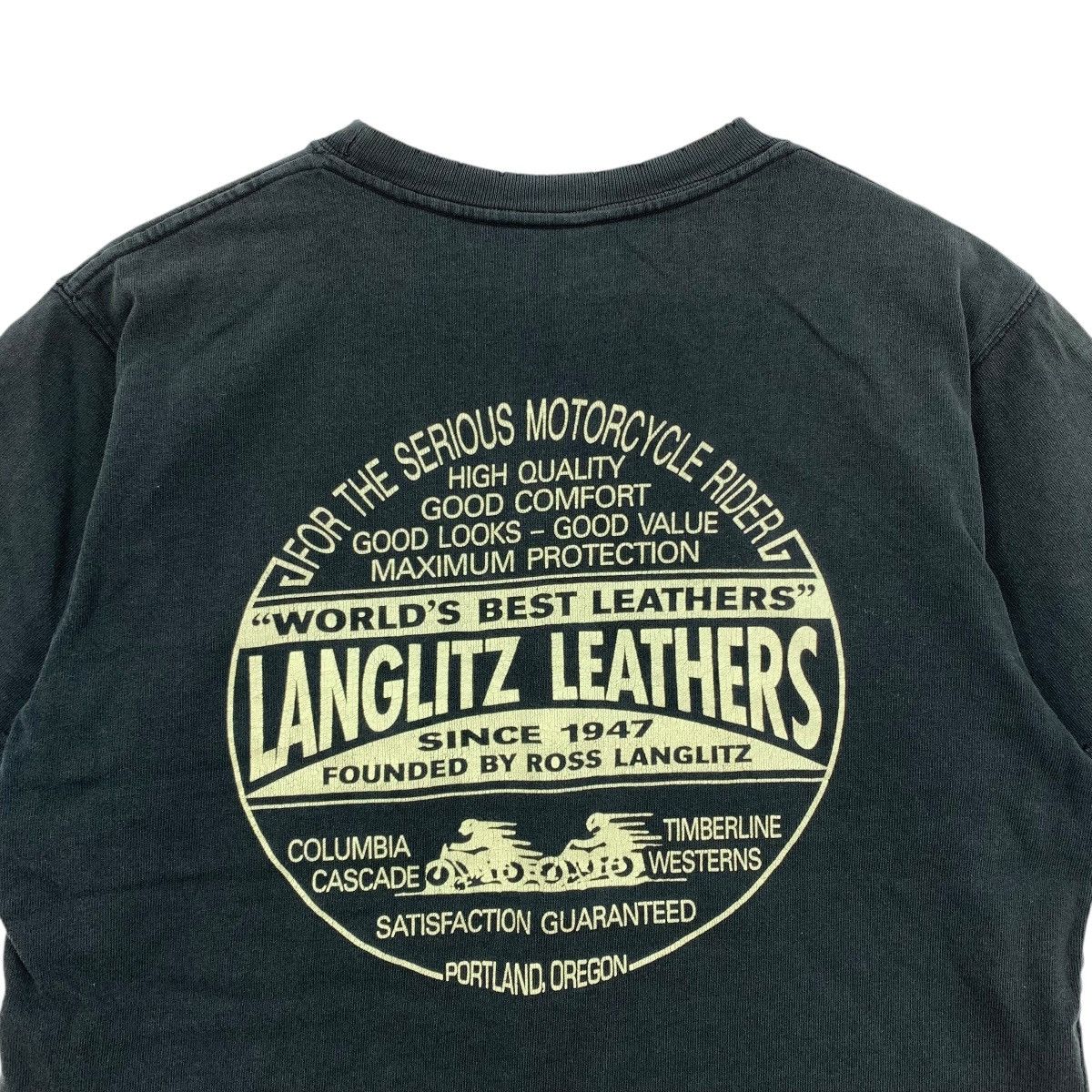 Vintage LANGLITZ LEATHER Cascade Motorcycle Rider Tshirt Size US M / EU 48-50 / 2 - 2 Thumbnail