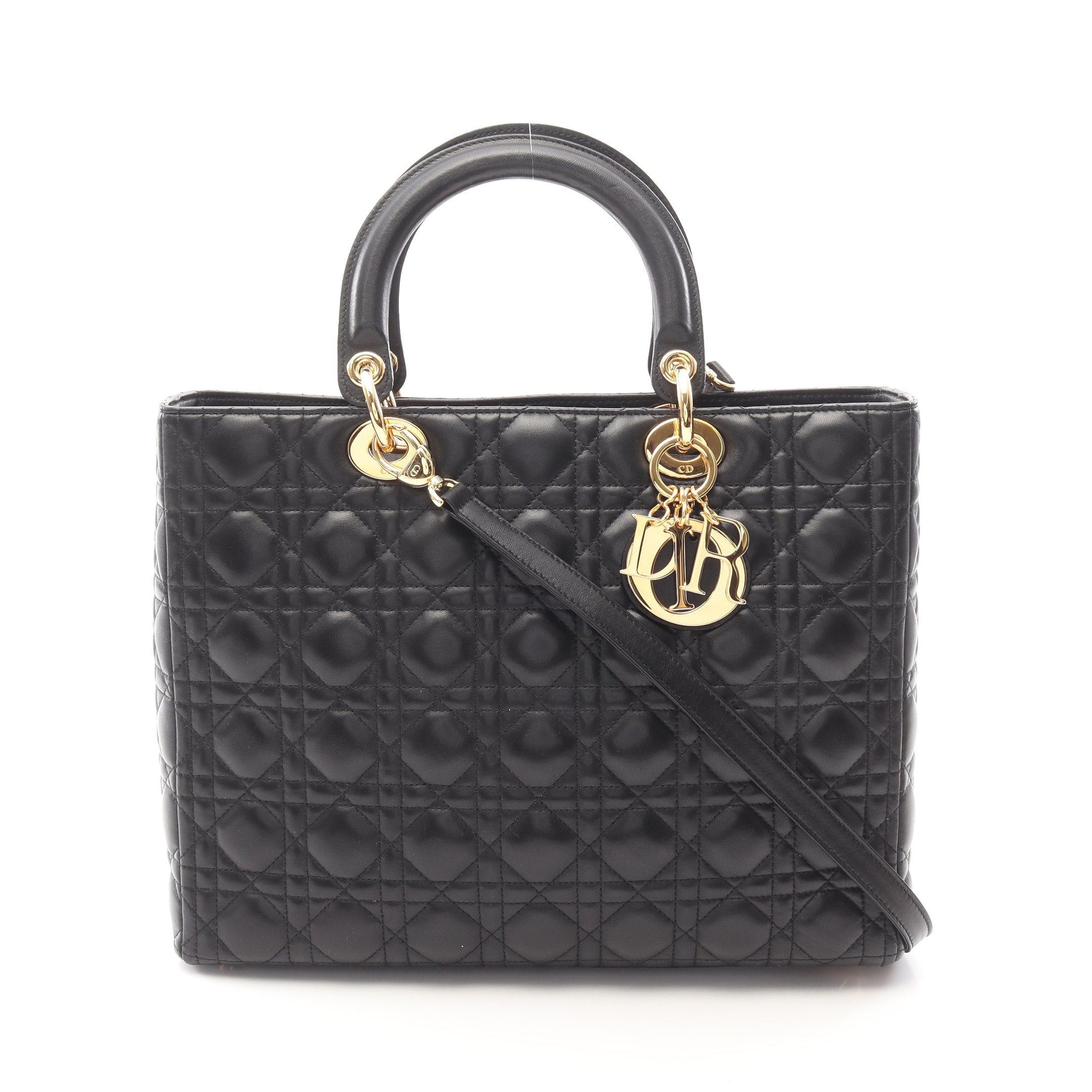Dior Dior Lady Dior Large Handbag Leather Black Size ONE SIZE - 1 Thumbnail