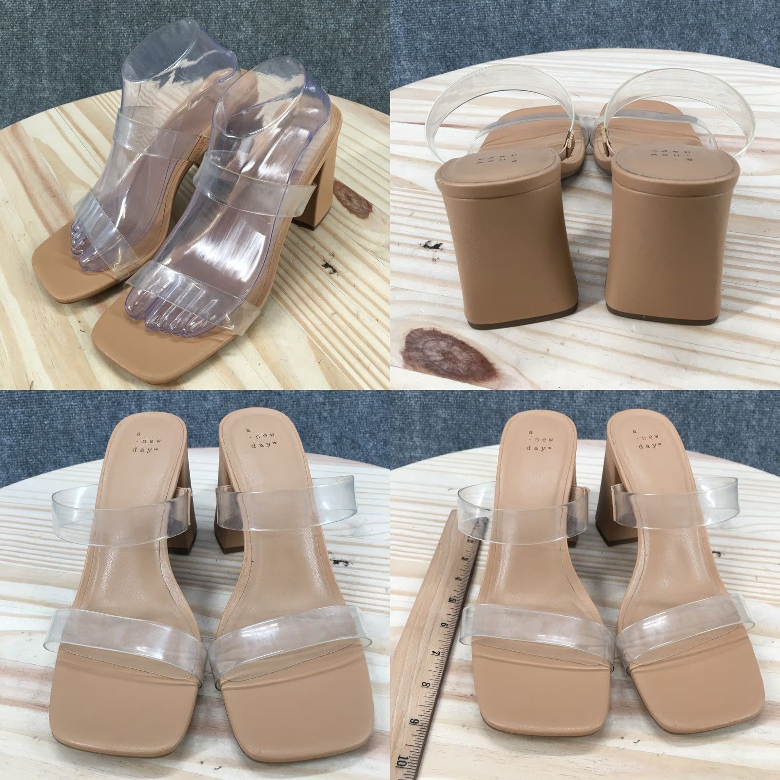 Vintage A New Day Sandals Slide Brown Faux Leather Slip On Casual Block Heels Womens 10 Size US 10 / IT 40 - 8 Thumbnail