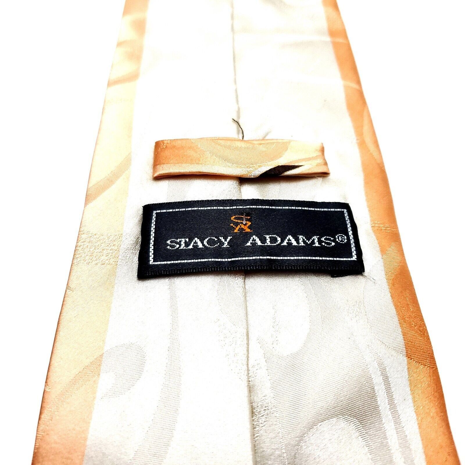 Stacy Adams Stacy Adams Silk Tie Abstract Orange Cream Print Long Wide Size ONE SIZE - 4 Thumbnail