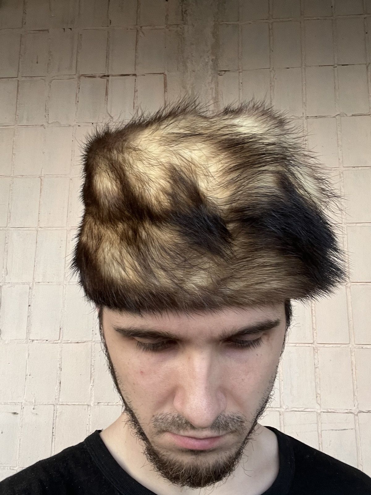 Vintage Leather Ushanka Trapper Hat Furry Mohair Fuzzy Fur Hat Y2K Size ONE SIZE - 18 Thumbnail